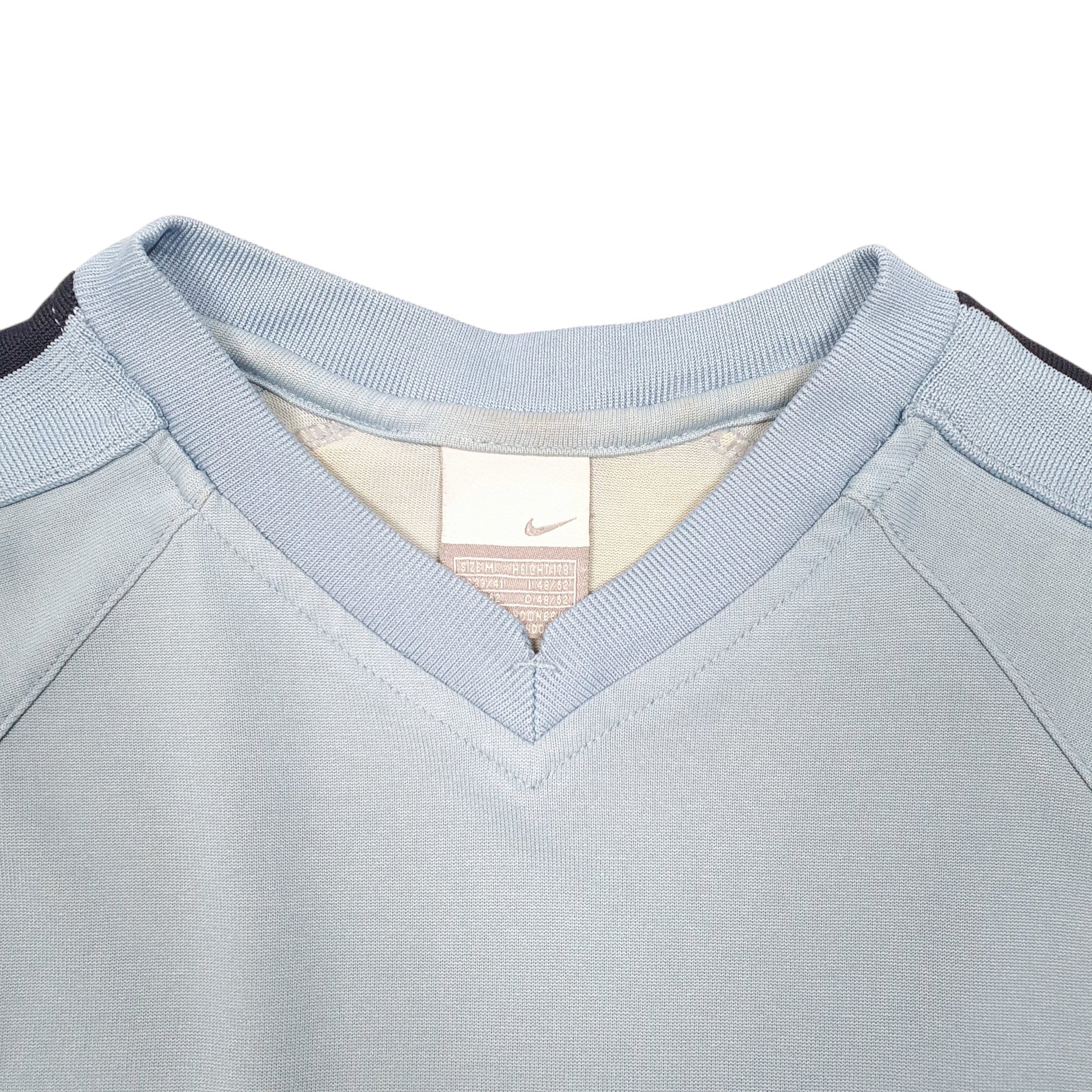 Mens Blue Nike Vintage 2000s V Neck Active Short Sleeve T Shirt