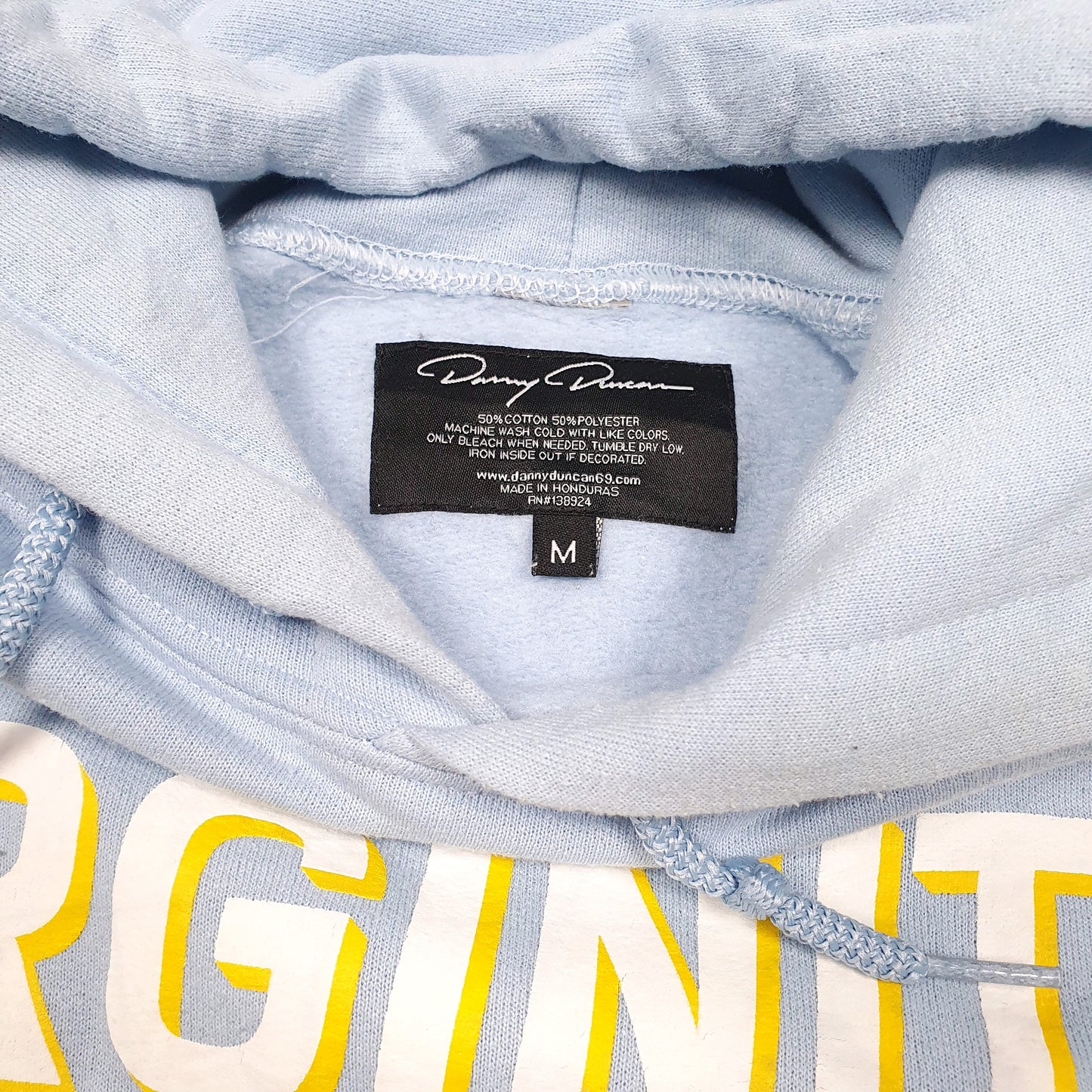 Mens Blue Danny Duncan Virginity Rocks Spellout Hoodie Jumper