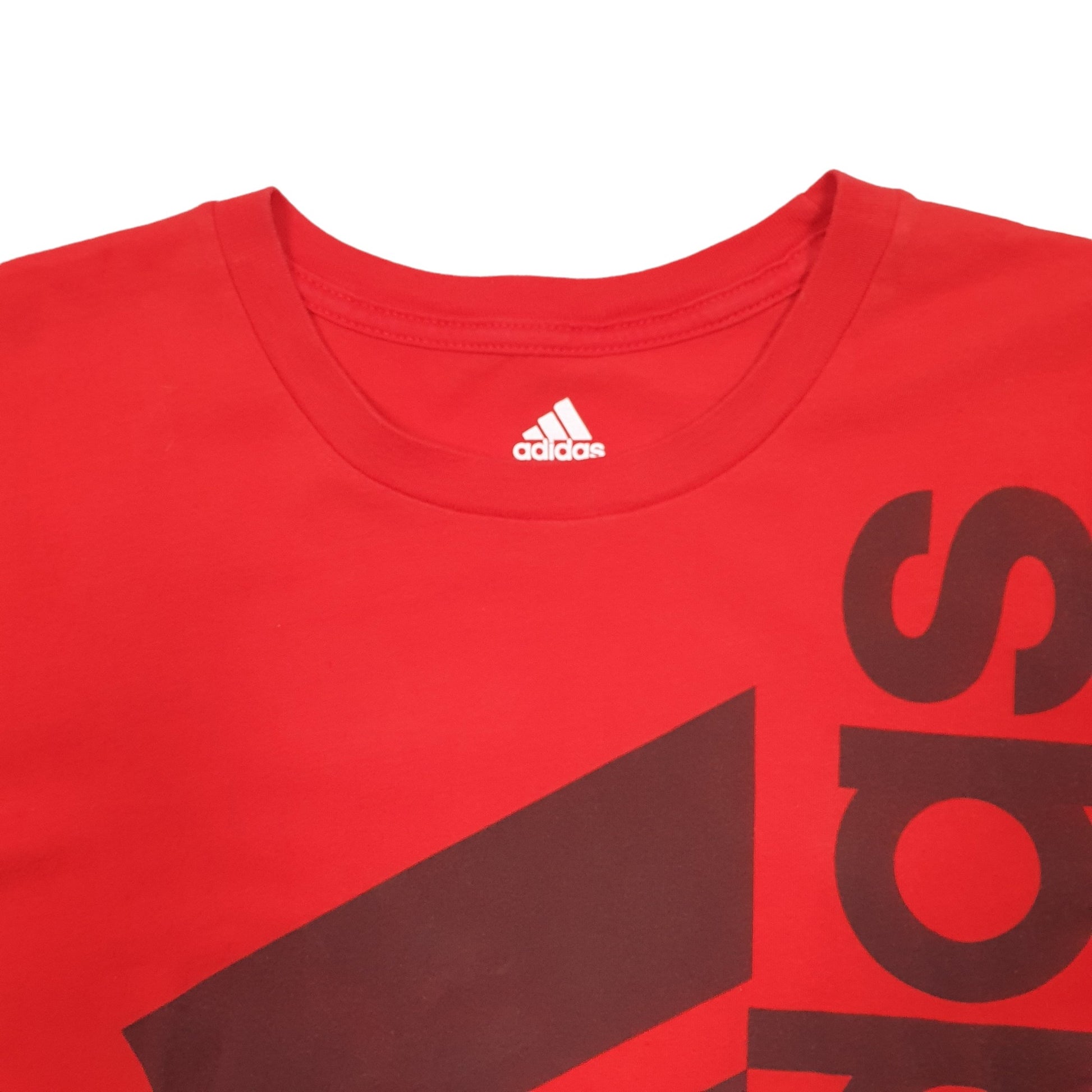 Mens Red Adidas Spellout Short Sleeve T Shirt