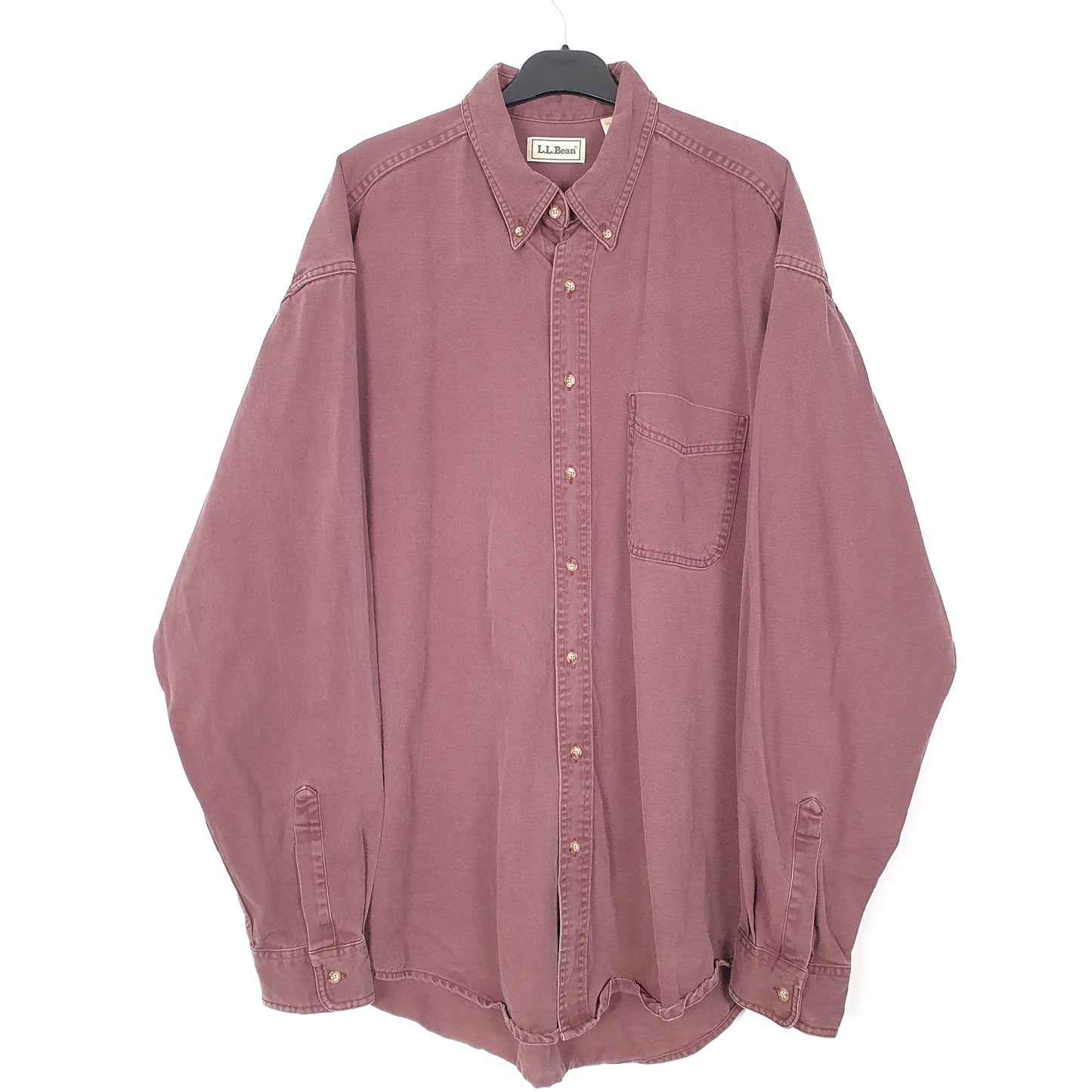 Mens Burgundy L.L.Bean Overshirt Vintage 1990s Made In Canada Long Sleeve Shirt