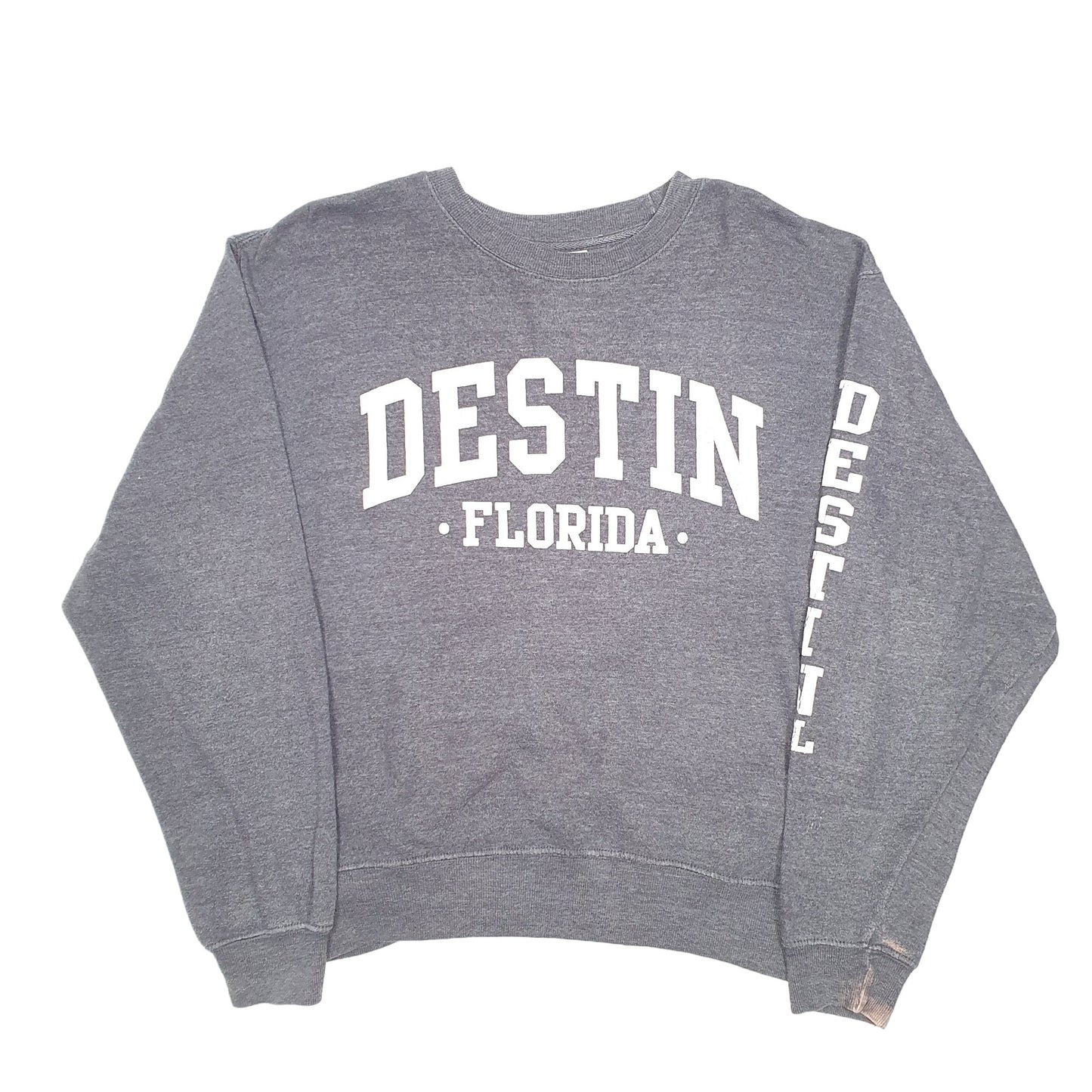 Mens Grey U.S. Vintage Destin Florida Spellout Crewneck Jumper