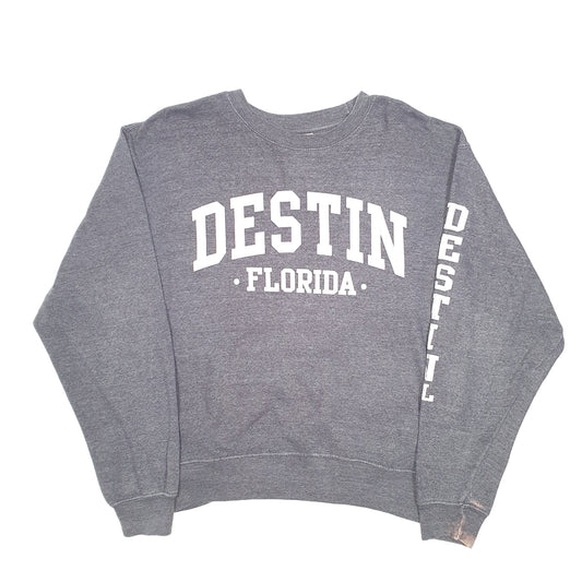Mens Grey U.S. Vintage Destin Florida Spellout Crewneck Jumper