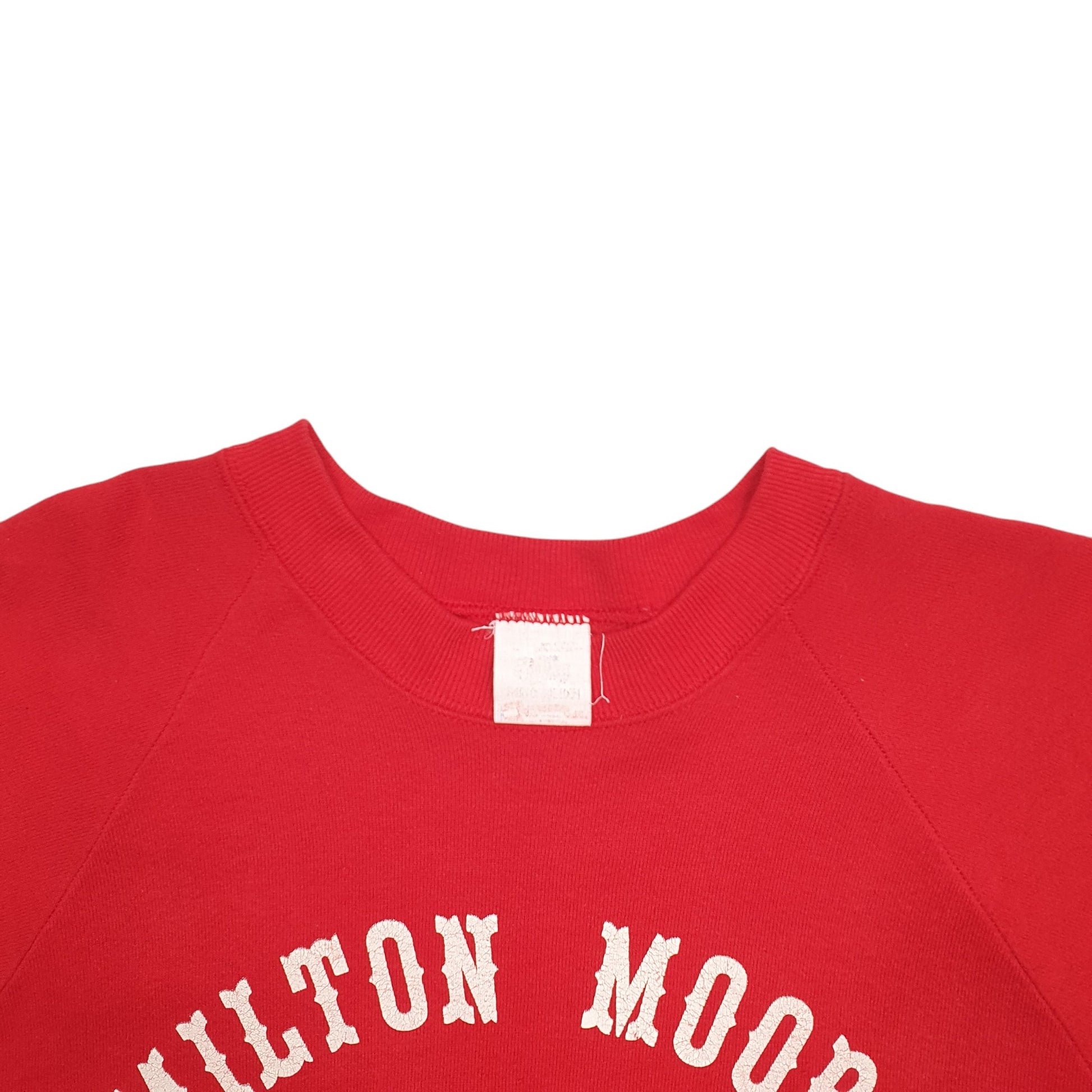 Mens Red Fruit Of The Loom Made In USA Vintage 90's Milton Moore Spanish Magnet Crewneck Jumper