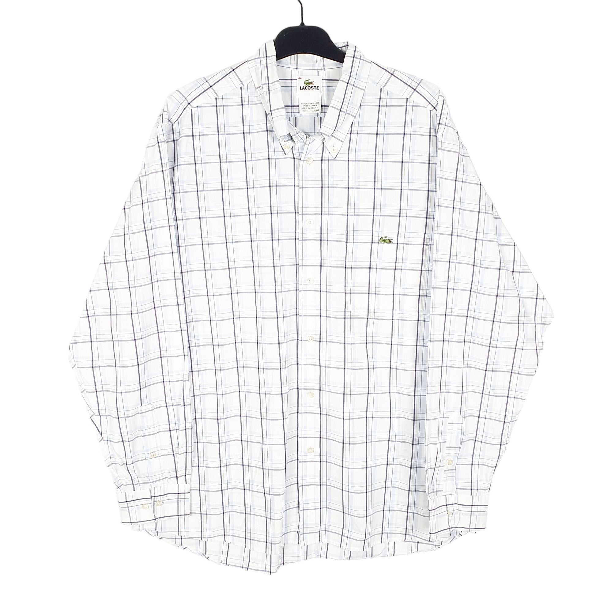 Mens White Lacoste  Long Sleeve Shirt