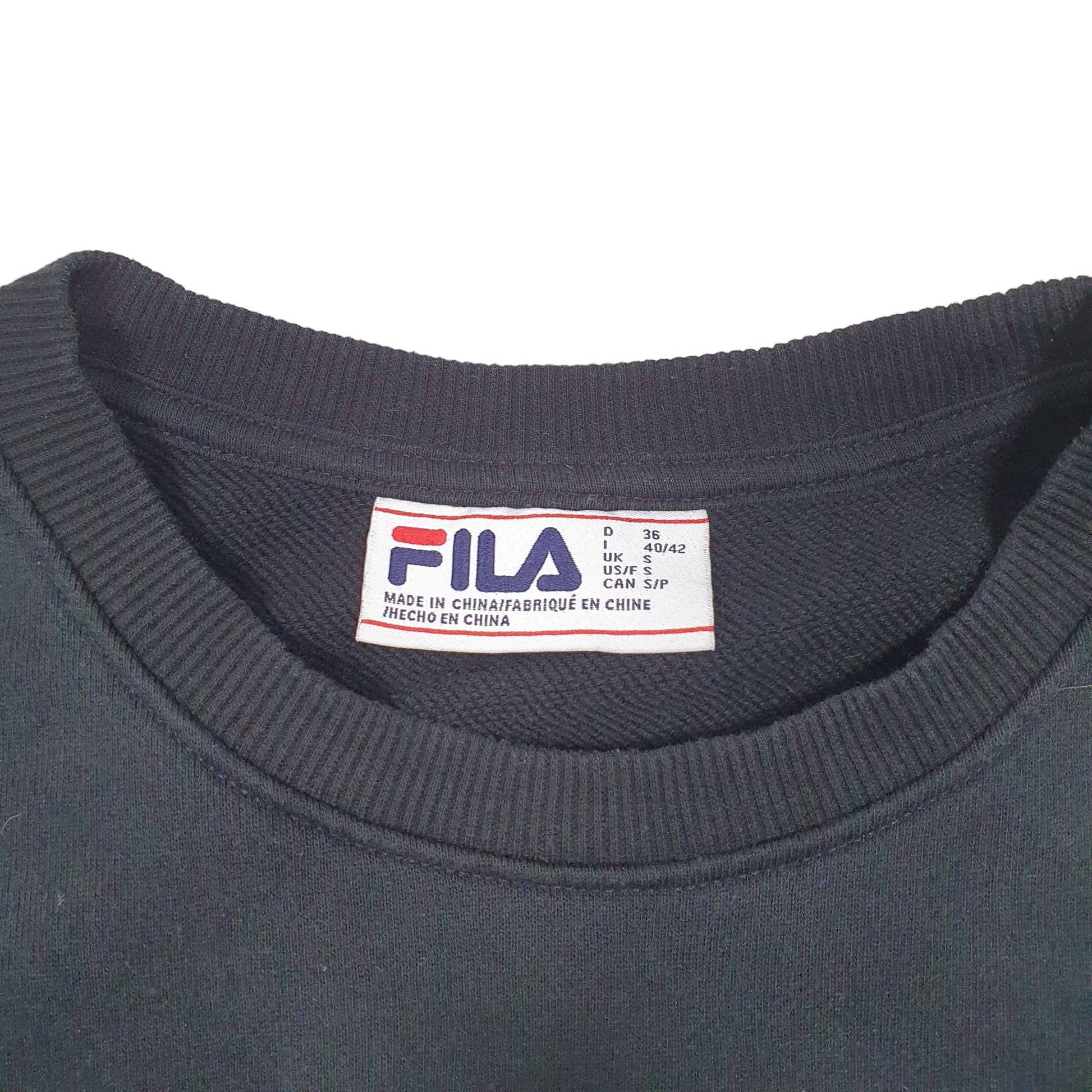 Womens Black Fila Spellout Crewneck Jumper