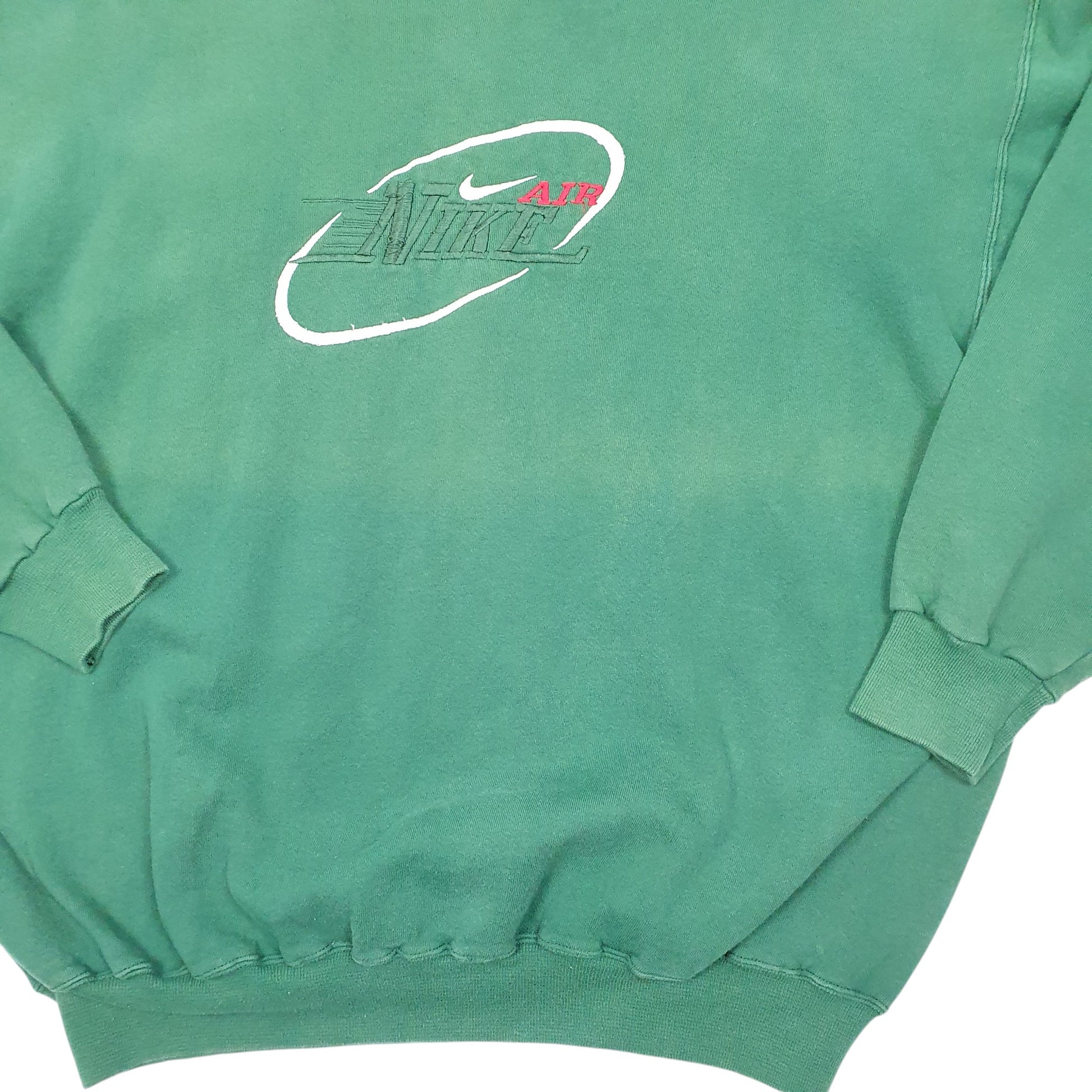 Mens Green Nike Vintage 90s Air Spellout Swoosh Crewneck Jumper