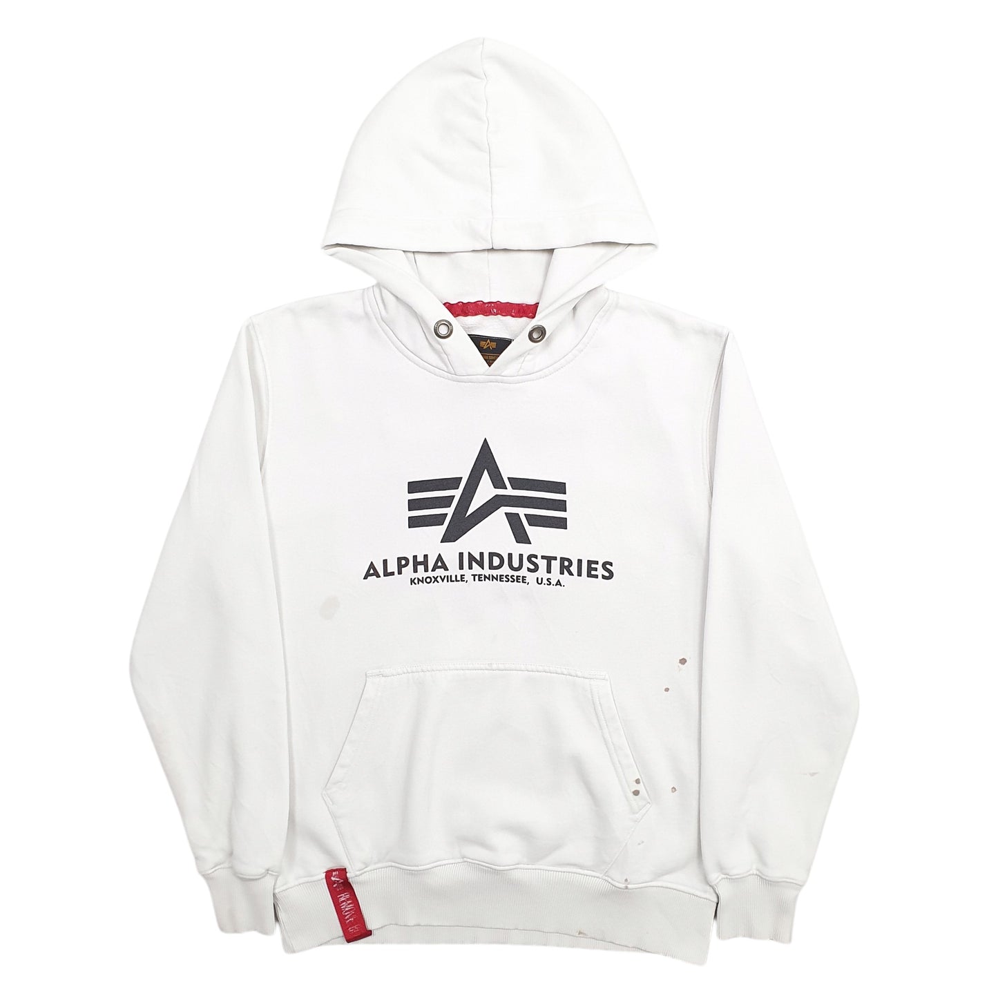 Womens White Alpha Industries Spellout Hoodie Jumper