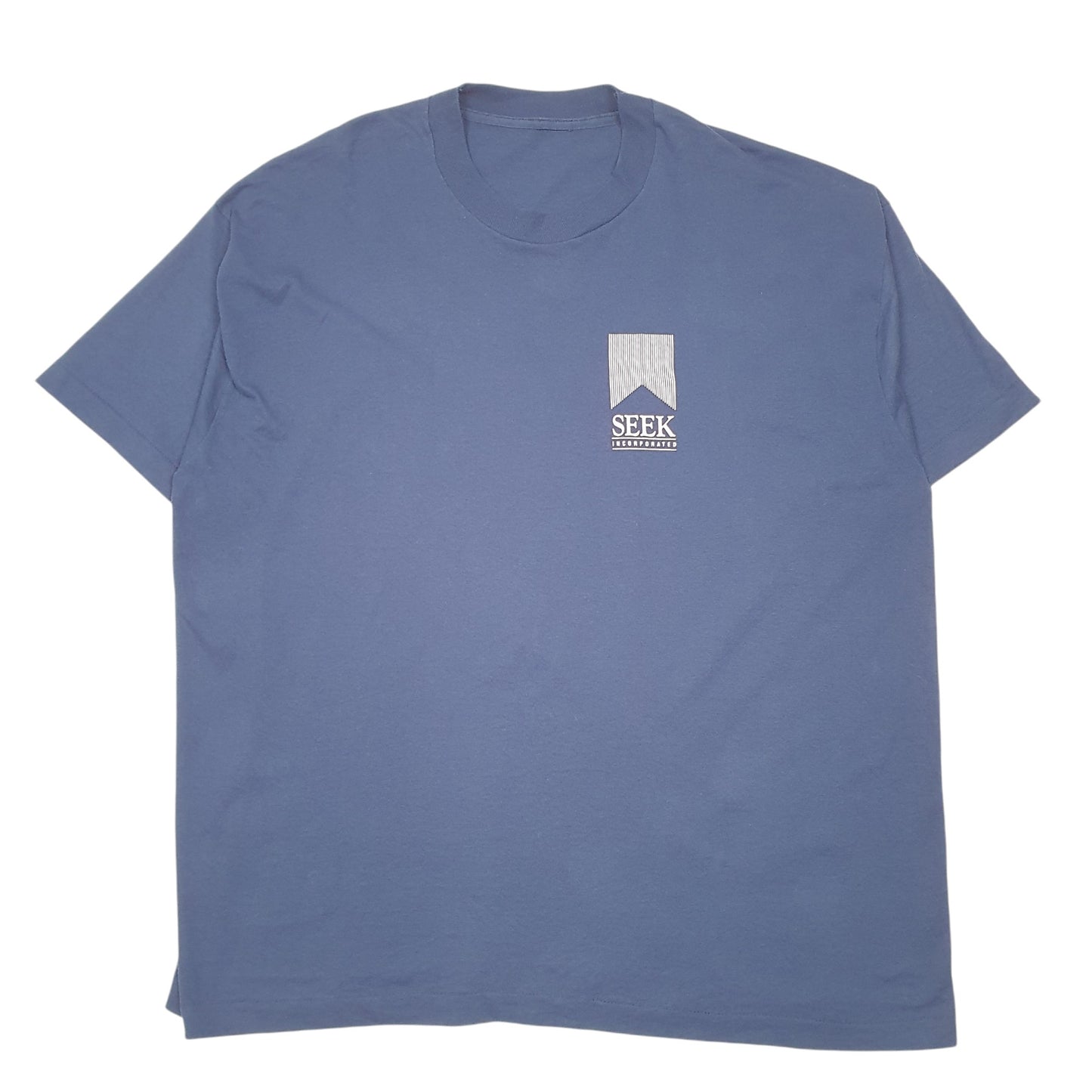 Mens Navy Unbranded Single Stitch Vintage 90s Seek Incorporated Short Sleeve T Shirt