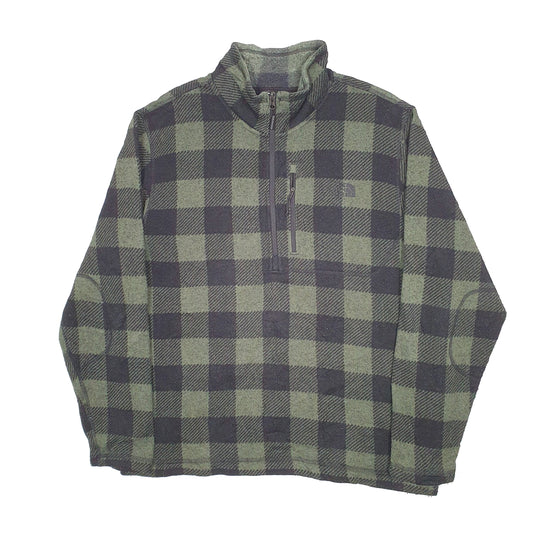 Mens Green The North Face Check Quarter Zip Jumper