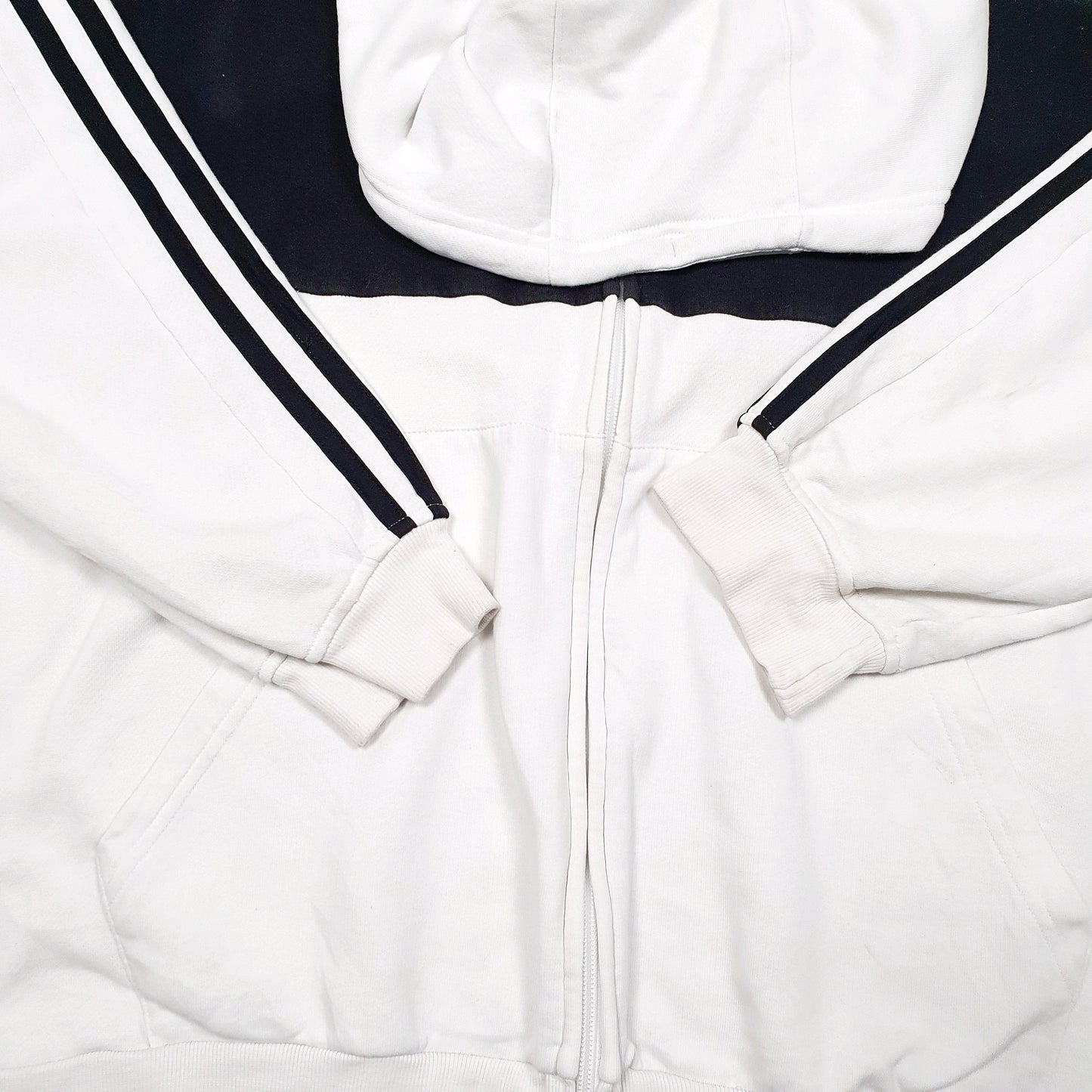 Mens White Adidas Hoodie Full Zip Jumper