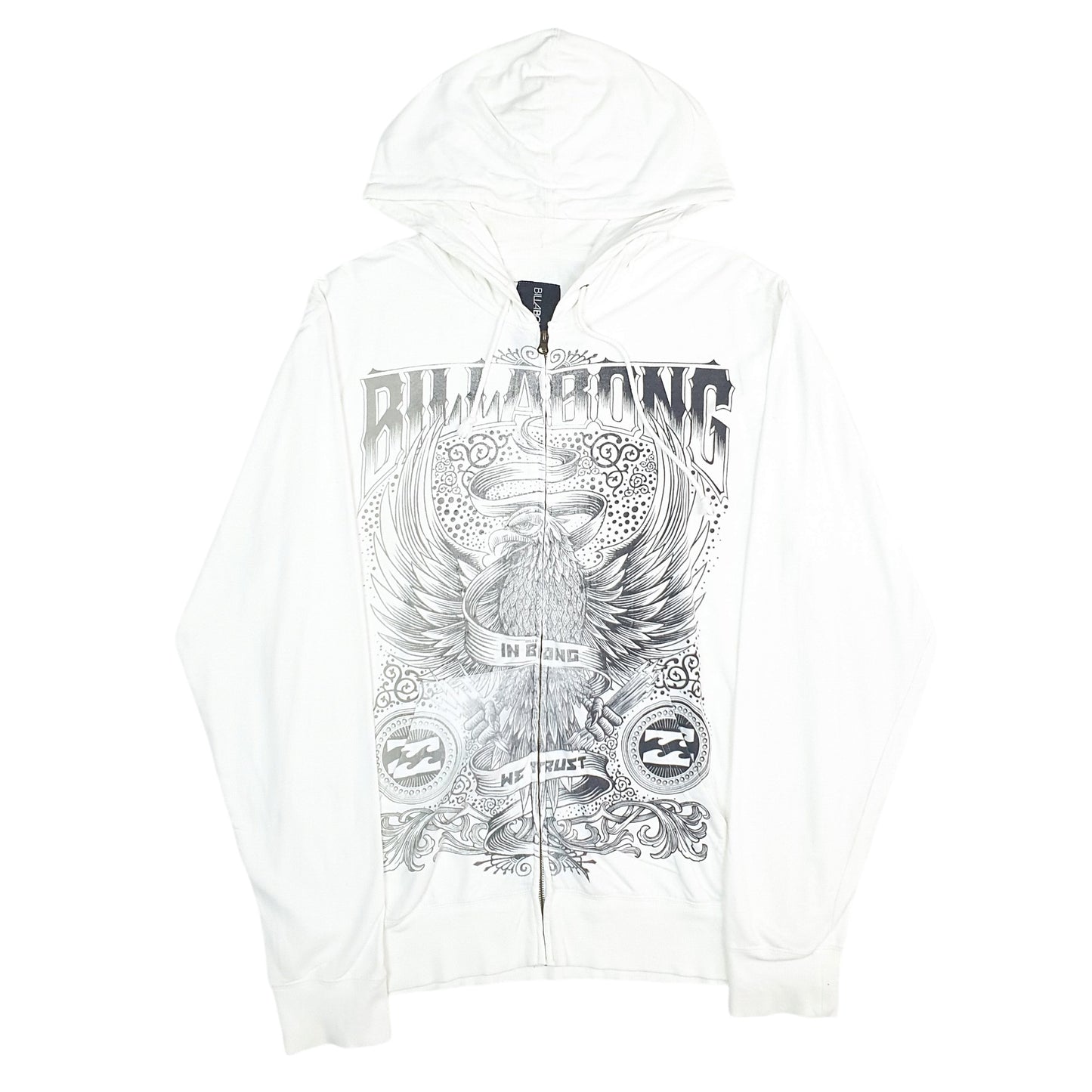 Mens White Billabong  Full Zip Jumper