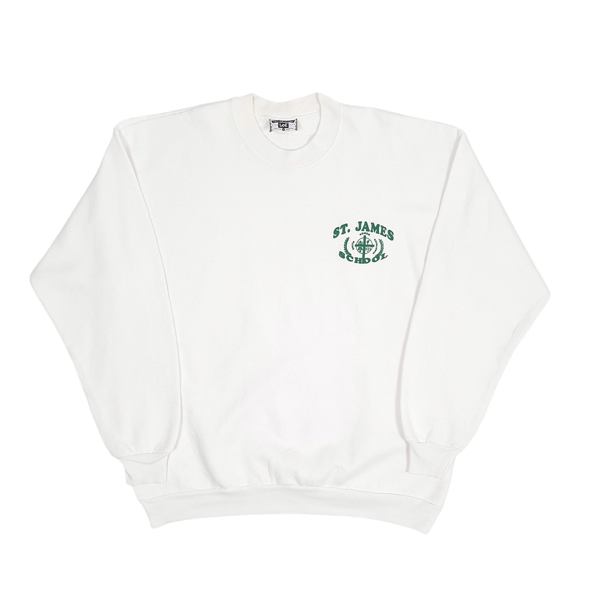 Mens White Lee St James School Crewneck Jumper
