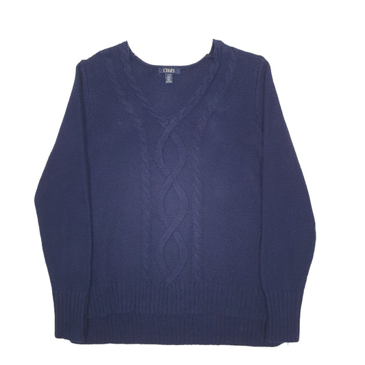 Womens Navy Chaps Knit Cable Crewneck Jumper