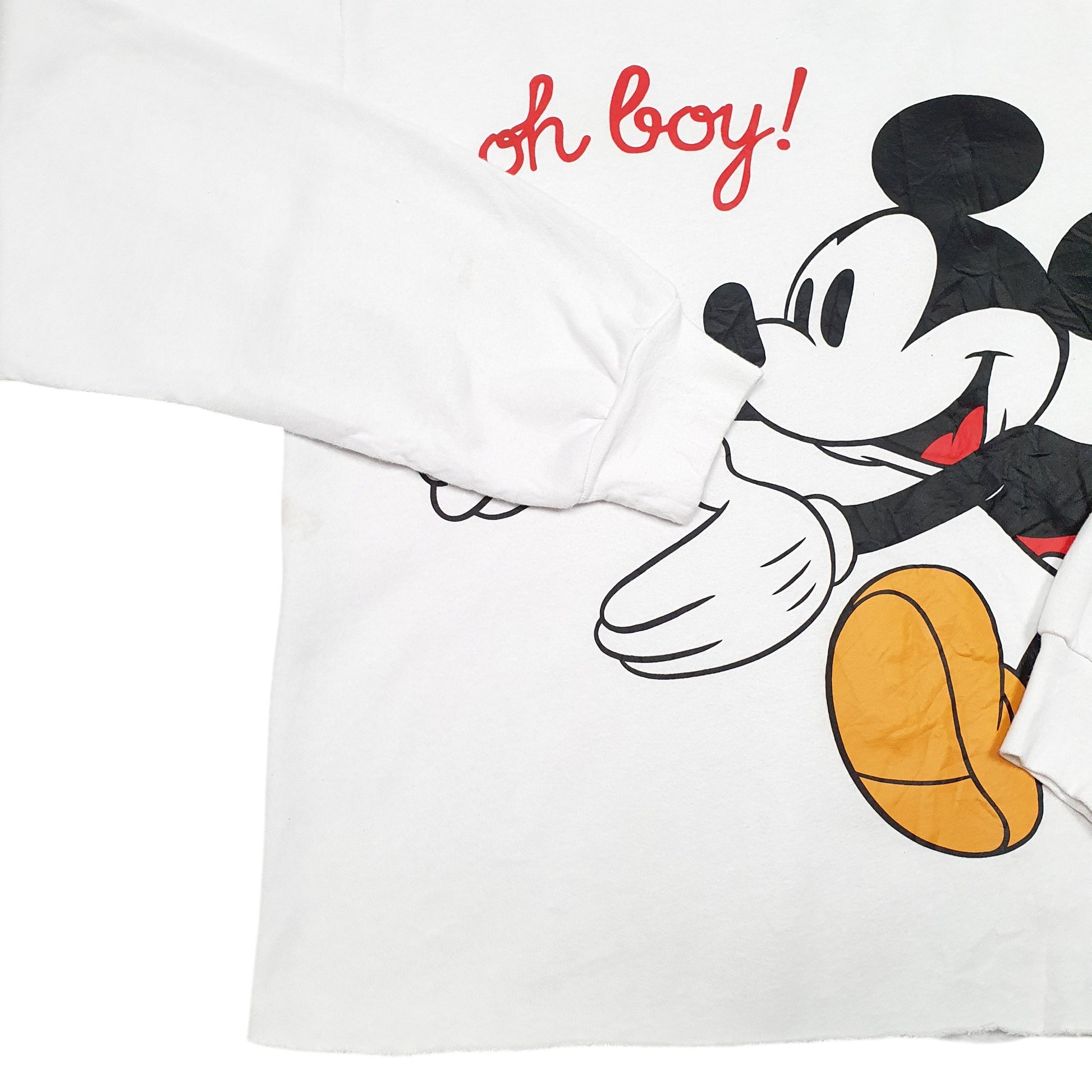 Womens White Disney Cropped Mickey Mouse Crewneck Jumper