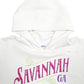 Mens White Gildan Savannah Spellout Hoodie Jumper