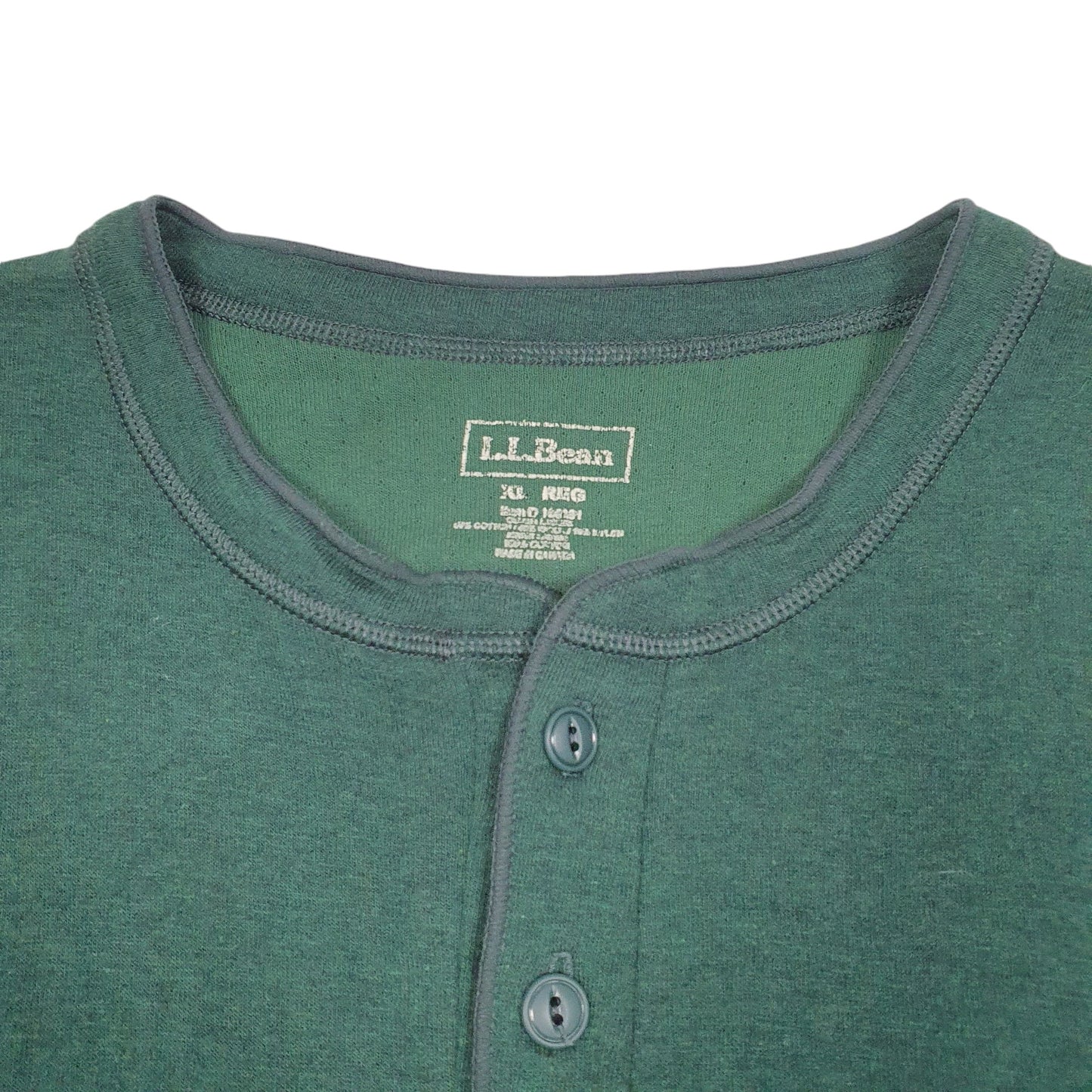 Mens Green L.L.Bean Thermal Henley Long Sleeve T Shirt