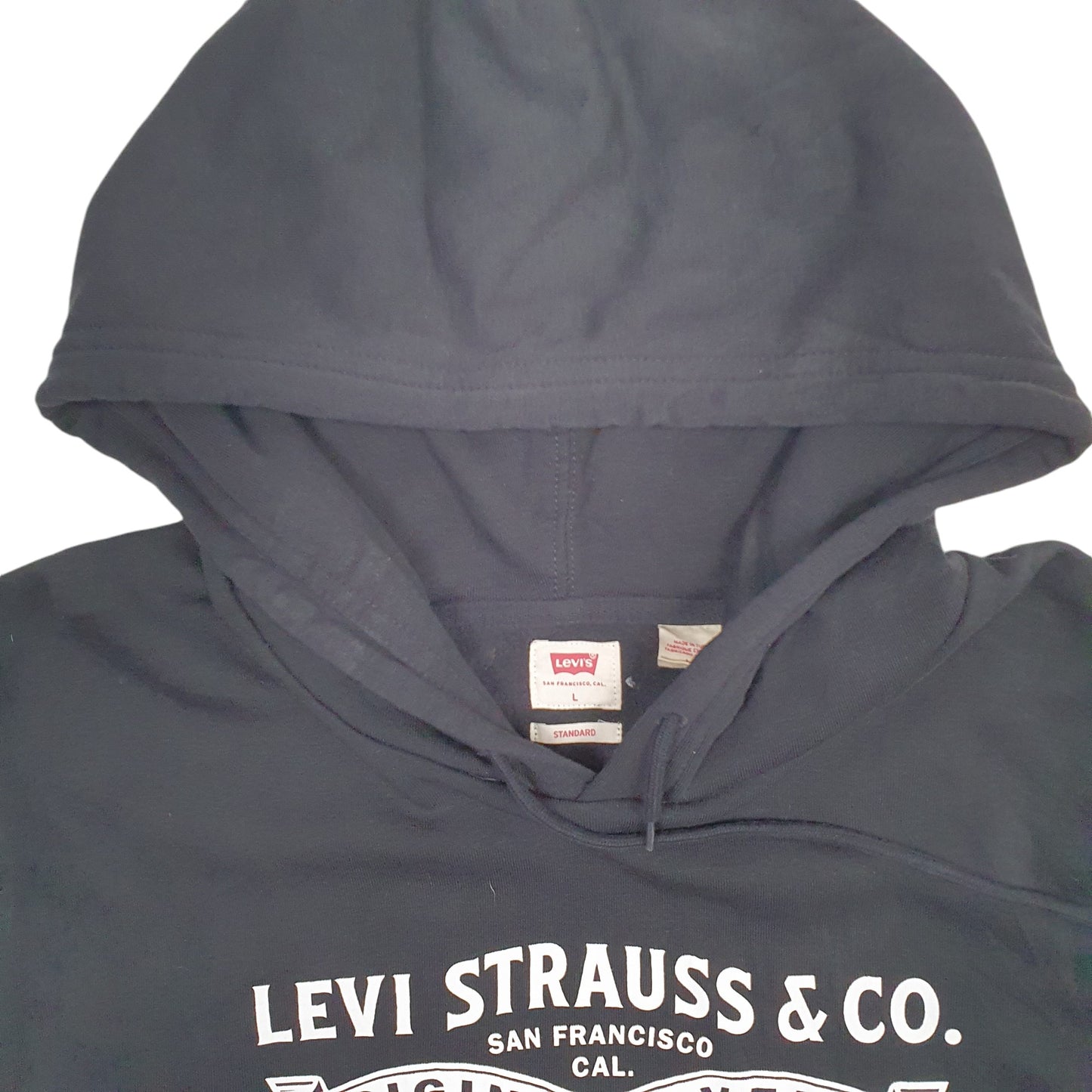 Mens Black Levis Spellout Hoodie Jumper