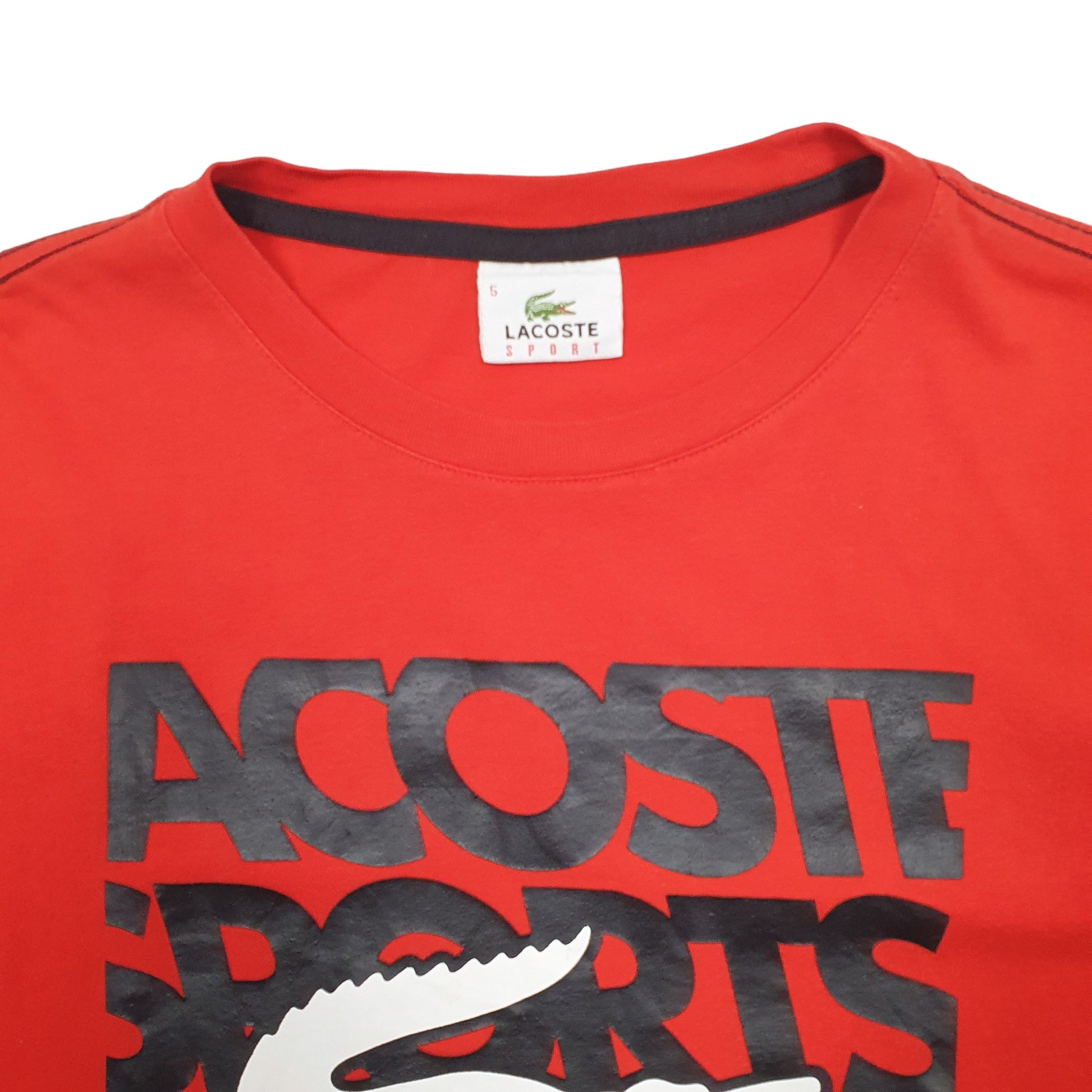 Mens Red Lacoste Spellout Short Sleeve T Shirt