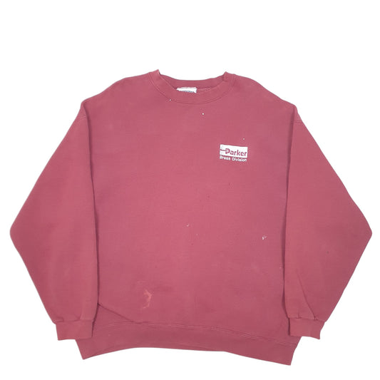 Mens Burgundy Lee Vintage Heavyweight Parker Brass Division Crewneck Jumper