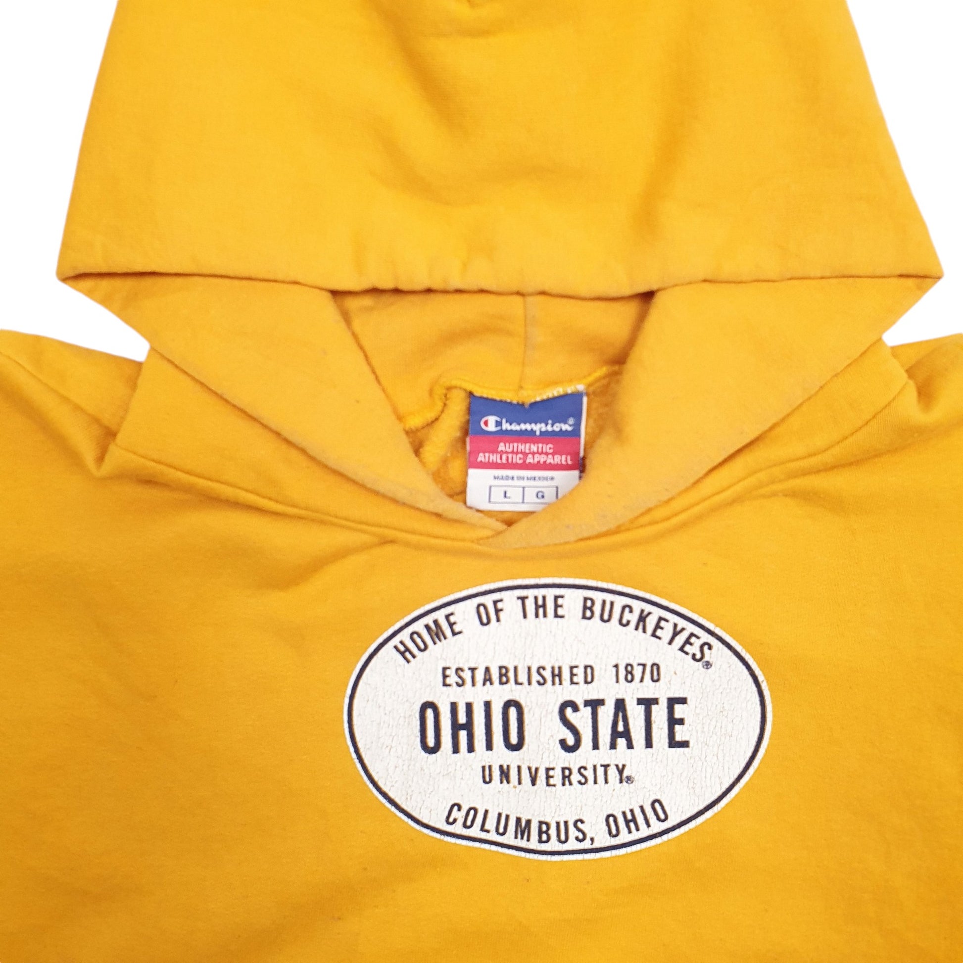 Mens Yellow Champion Ohio University Hoodie Jumper