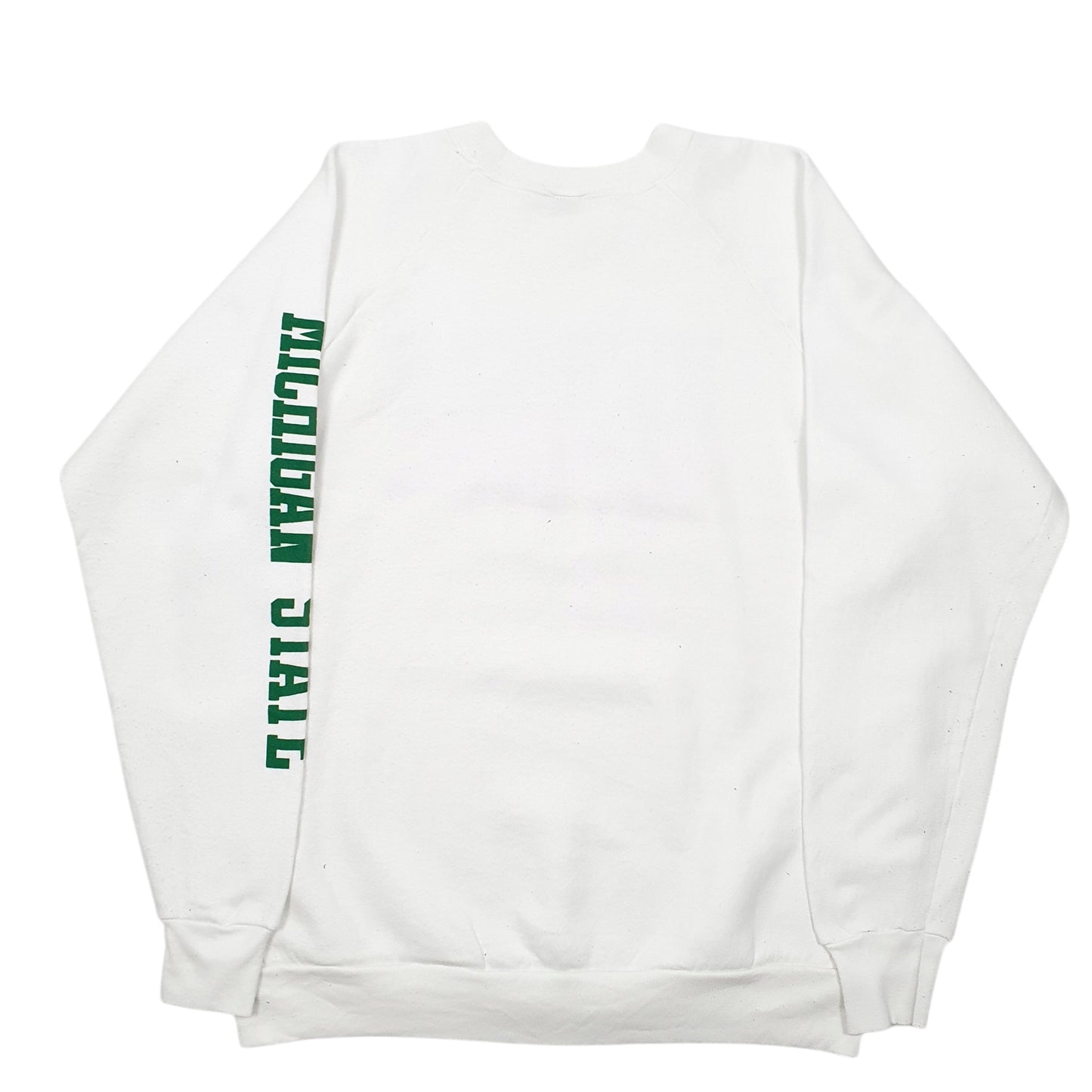 Mens White Screen Stars Vintage 80s Made In USA Michigan State Champs Raglan Crewneck Jumper