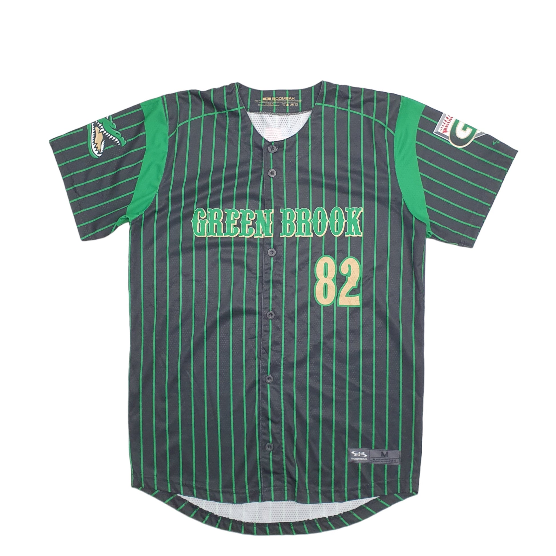 Mens Black Boombah Baseball Jersey Green Brook Short Sleeve T Shirt