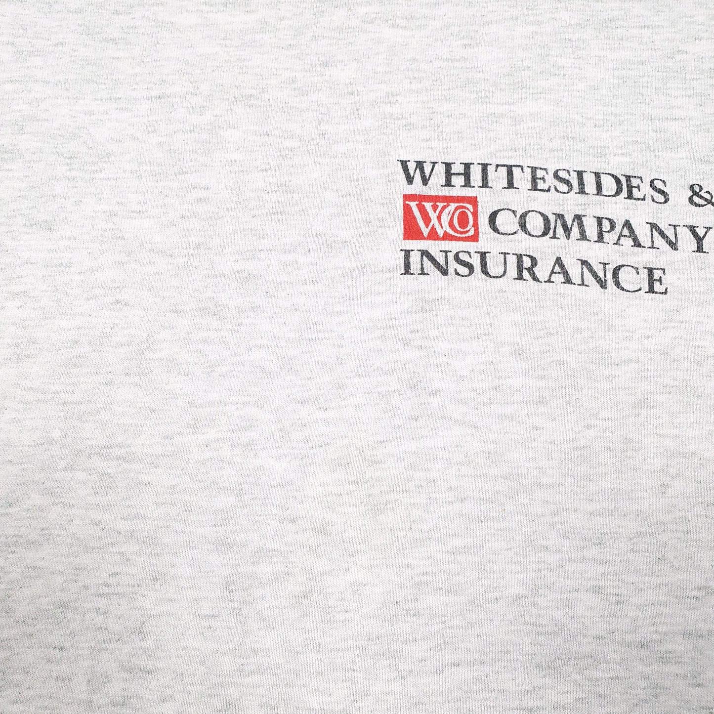 Mens Grey Fruit Of The Loom Single Stitch Vintage 90s Made In USA WC Insurance Short Sleeve T Shirt