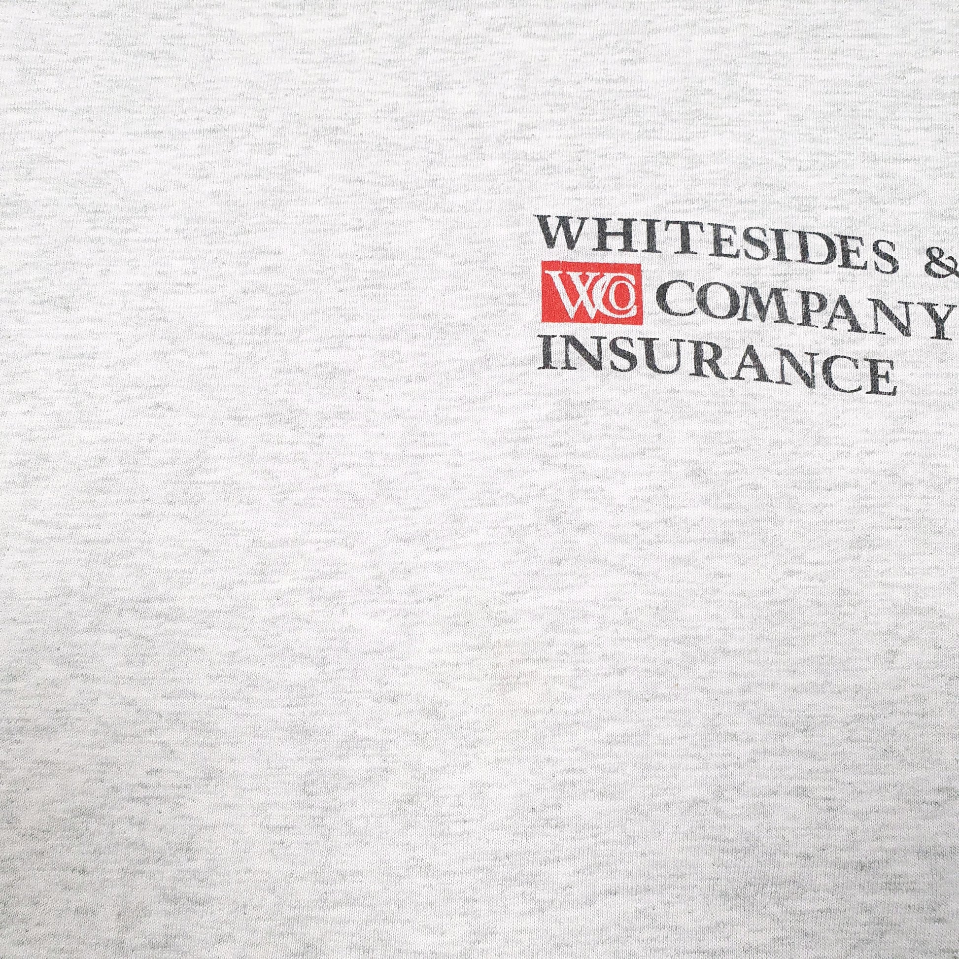 Mens Grey Fruit Of The Loom Single Stitch Vintage 90s Made In USA WC Insurance Short Sleeve T Shirt