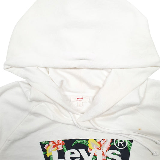 Womens White Levis Floral Hoodie Jumper