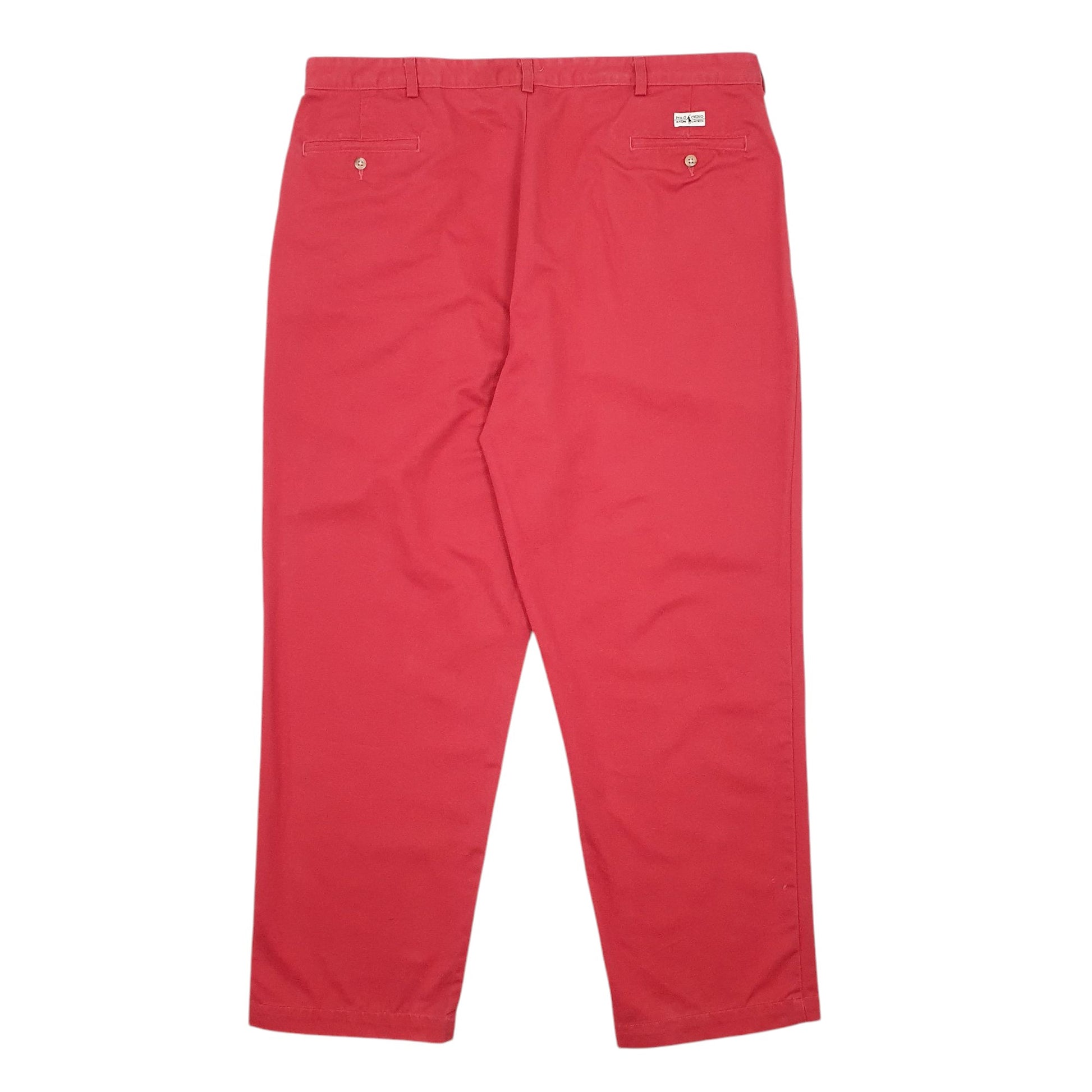 Mens Red Polo Ralph Lauren Andrew Pant Vintage Double Pleated Chino Trousers