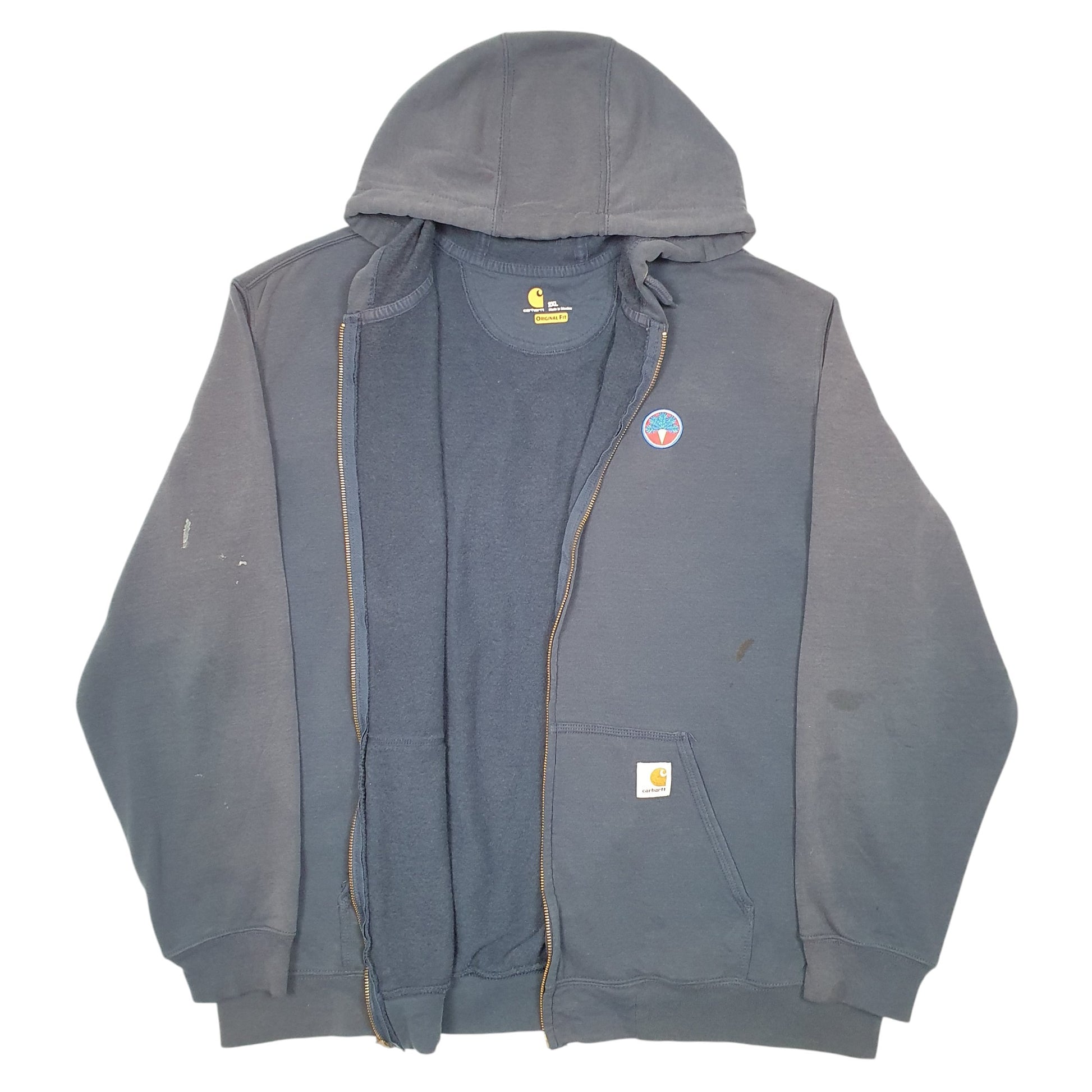 Mens Navy Carhartt Hoodie Workwear Full Zip Jumper