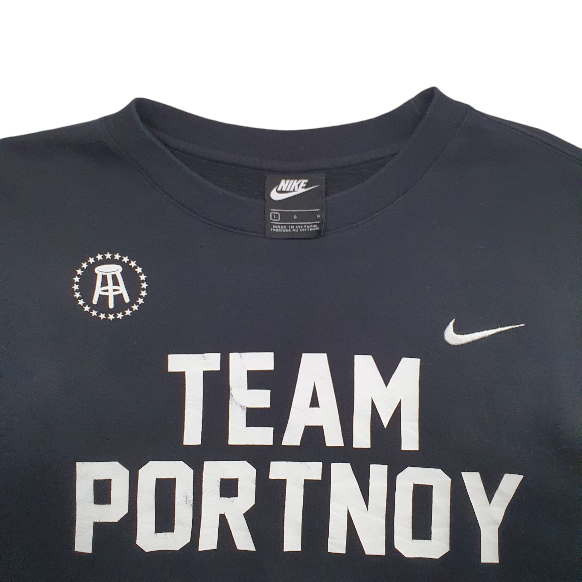 Mens Black Nike Spellout Team Portnoy Sport Crewneck Jumper