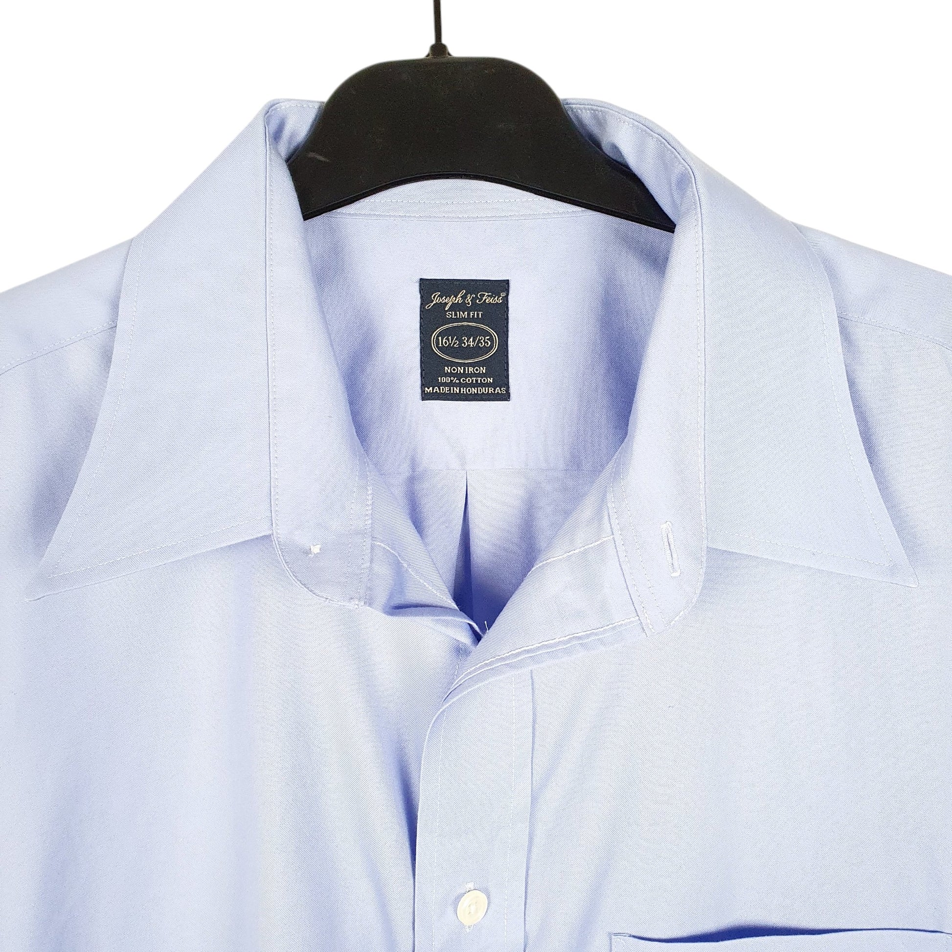 joseph and feiss fitted dress shirts Joseph & Feiss Mens Slim Fit White Dress Shirt in Polyester Blend, Size L 34/35 Long Sleeve Spread Collar Business Shirt