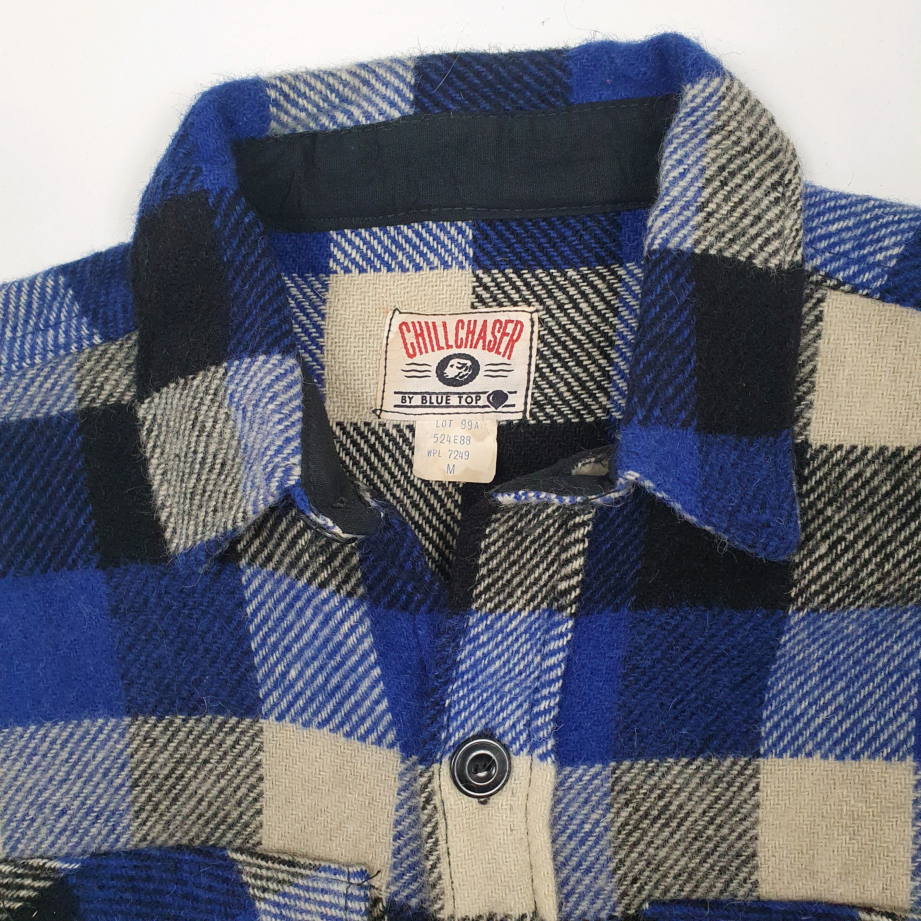 トップス Vintage CHILL CHASER Wool Check Shirts Mens Chill Chaser Blue Top Vintage 1960s Plaid Cruiser Shacket