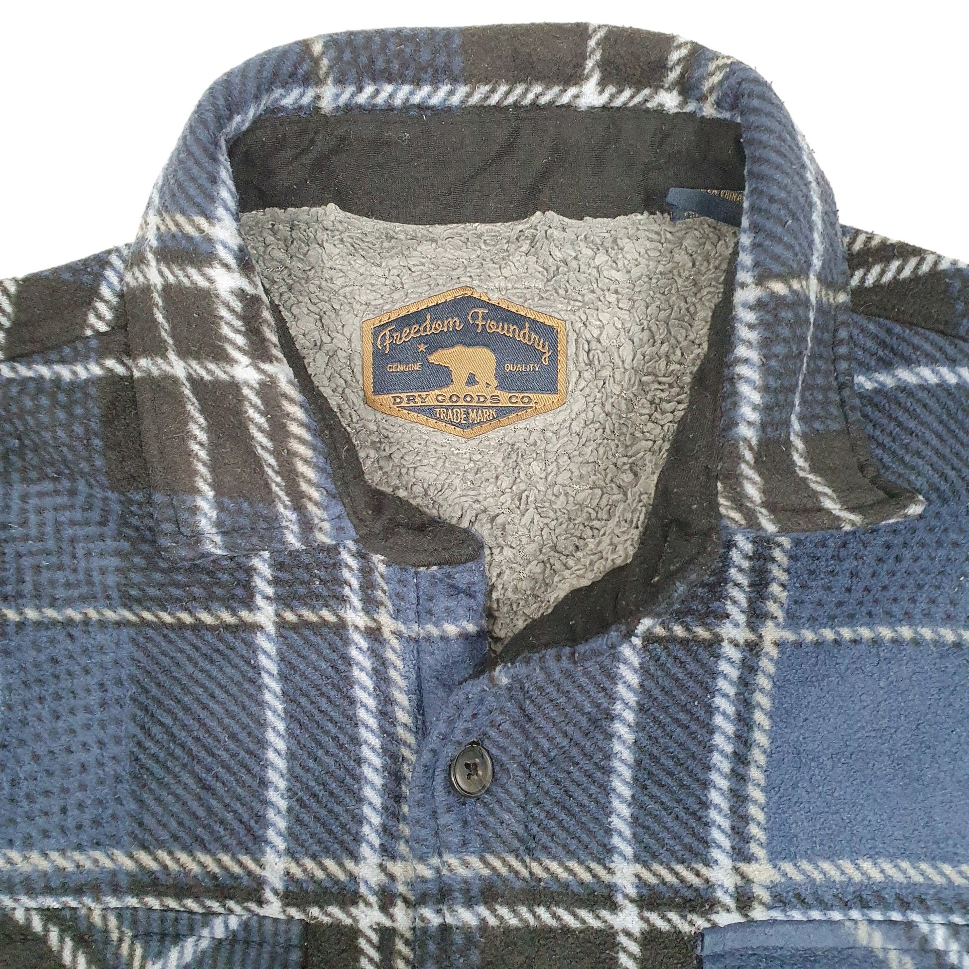 Mens Blue Freedom Foundry Fleece Overshirt Shacket Long Sleeve Shirt