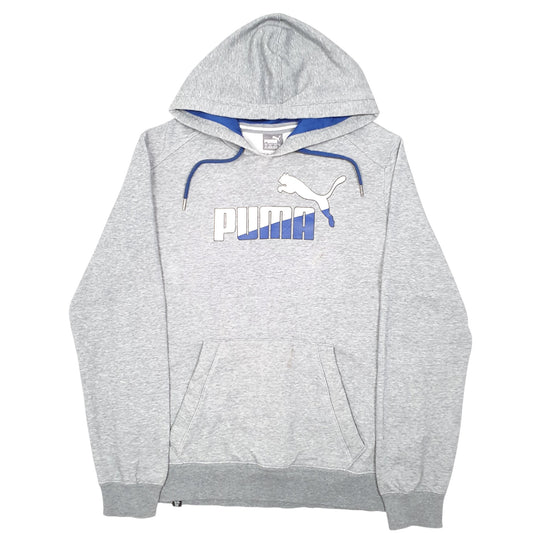Mens Grey Puma Spellout Hoodie Jumper