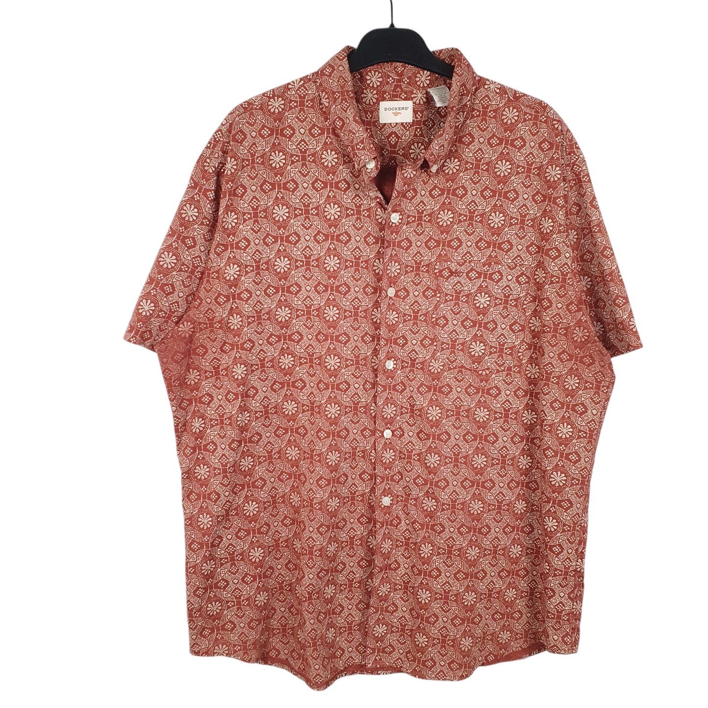 Mens Red Dockers Print Floral Short Sleeve Shirt