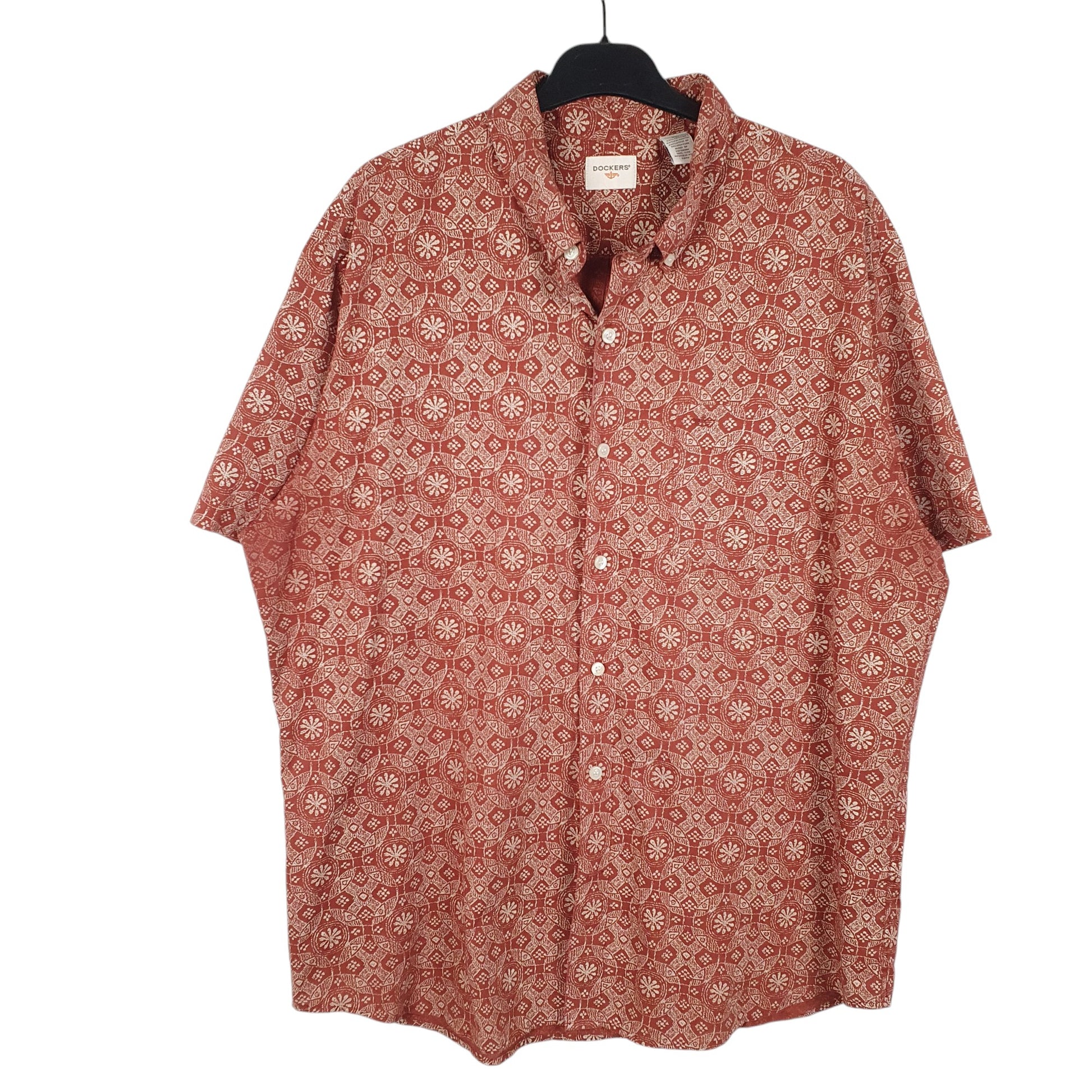 Mens Red Dockers Print Floral Short Sleeve Shirt