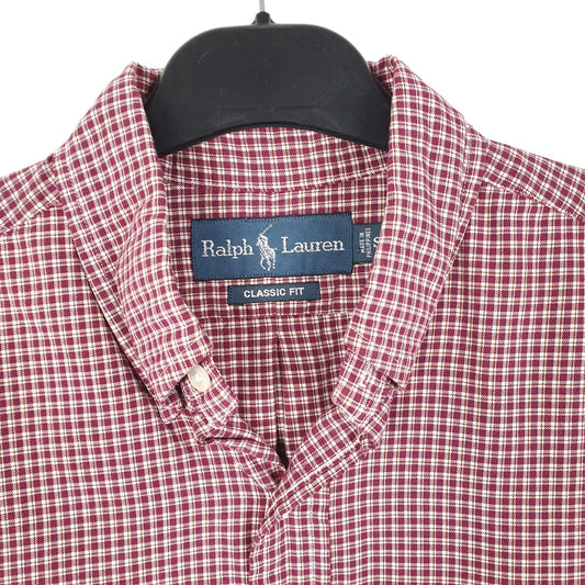 Mens Burgundy Ralph Lauren Oxford Long Sleeve Shirt