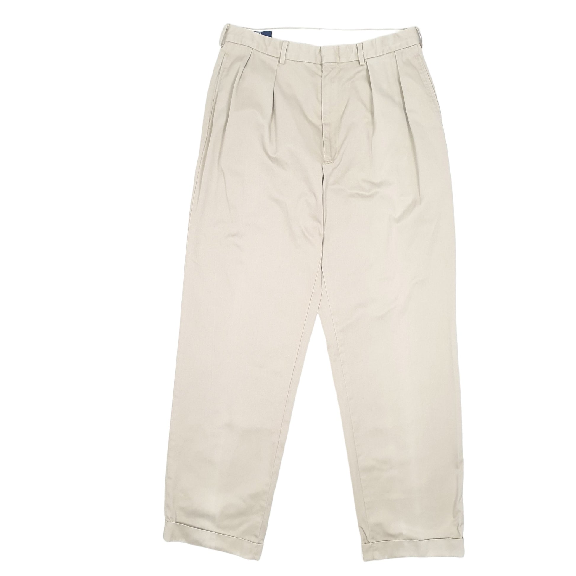 Mens Beige Polo Ralph Lauren Vintage Double Pleated Chino Trousers