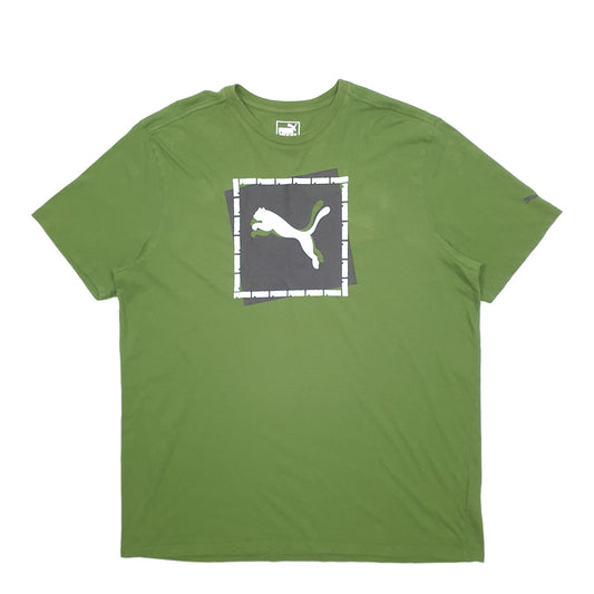 Mens Green Puma Spellout Short Sleeve T Shirt