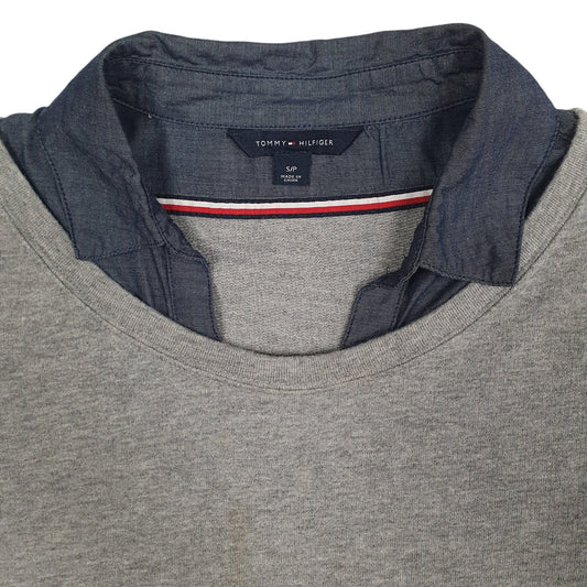 Womens Grey Tommy Hilfiger Shirt Combo Crewneck Jumper