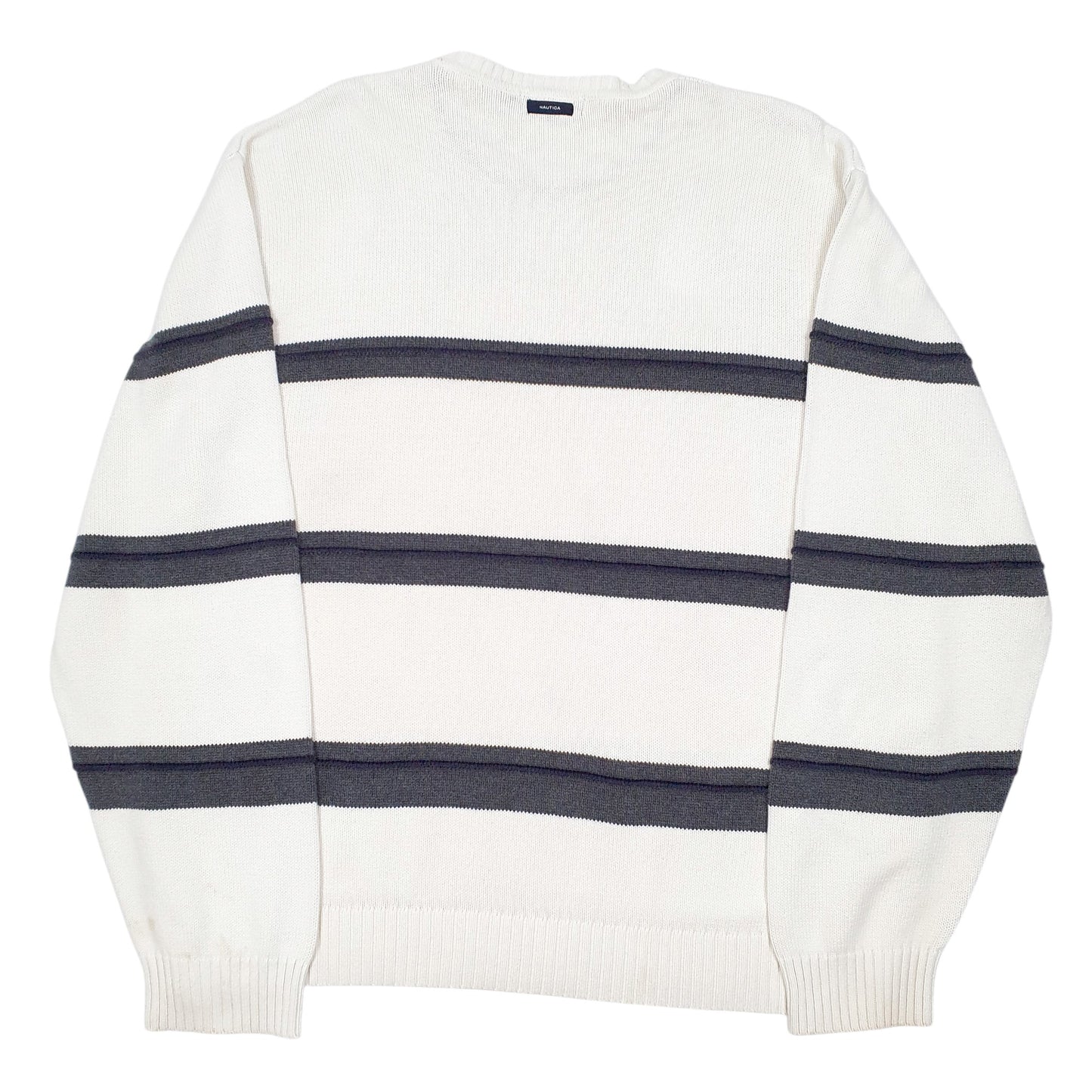 Mens Cream Nautica Knit Striped Crewneck Jumper