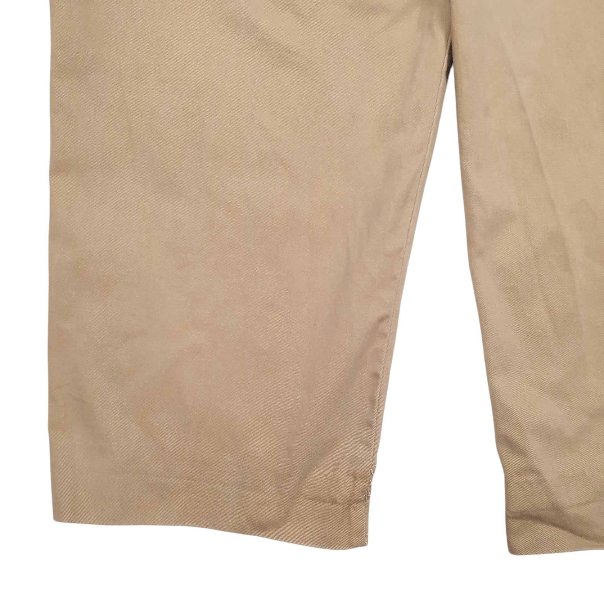 Mens Beige Polo Ralph Lauren Double Pleated Vintage 2000's Chino Trousers