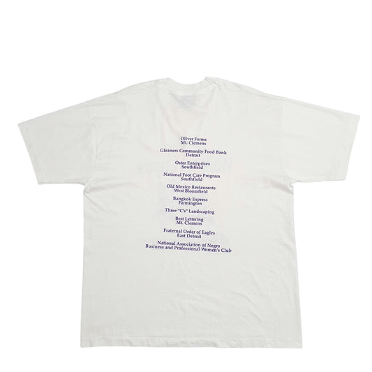 Mens White Fruit Of The Loom Single Stitch Vintage 90s Made In USA Stoney Creek Short Sleeve T Shirt