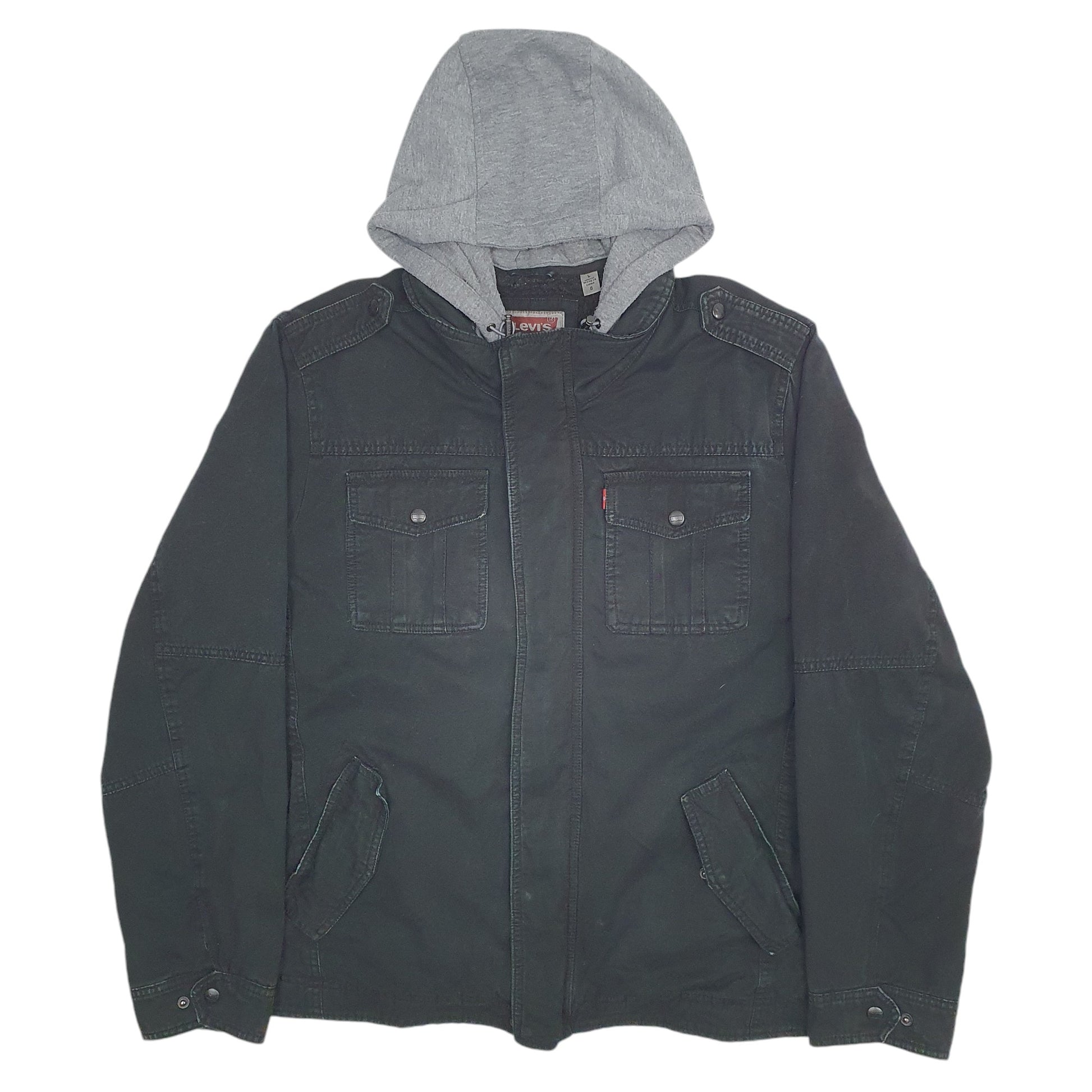 Mens Black Levis Hooded Workwear Jacket  Coat