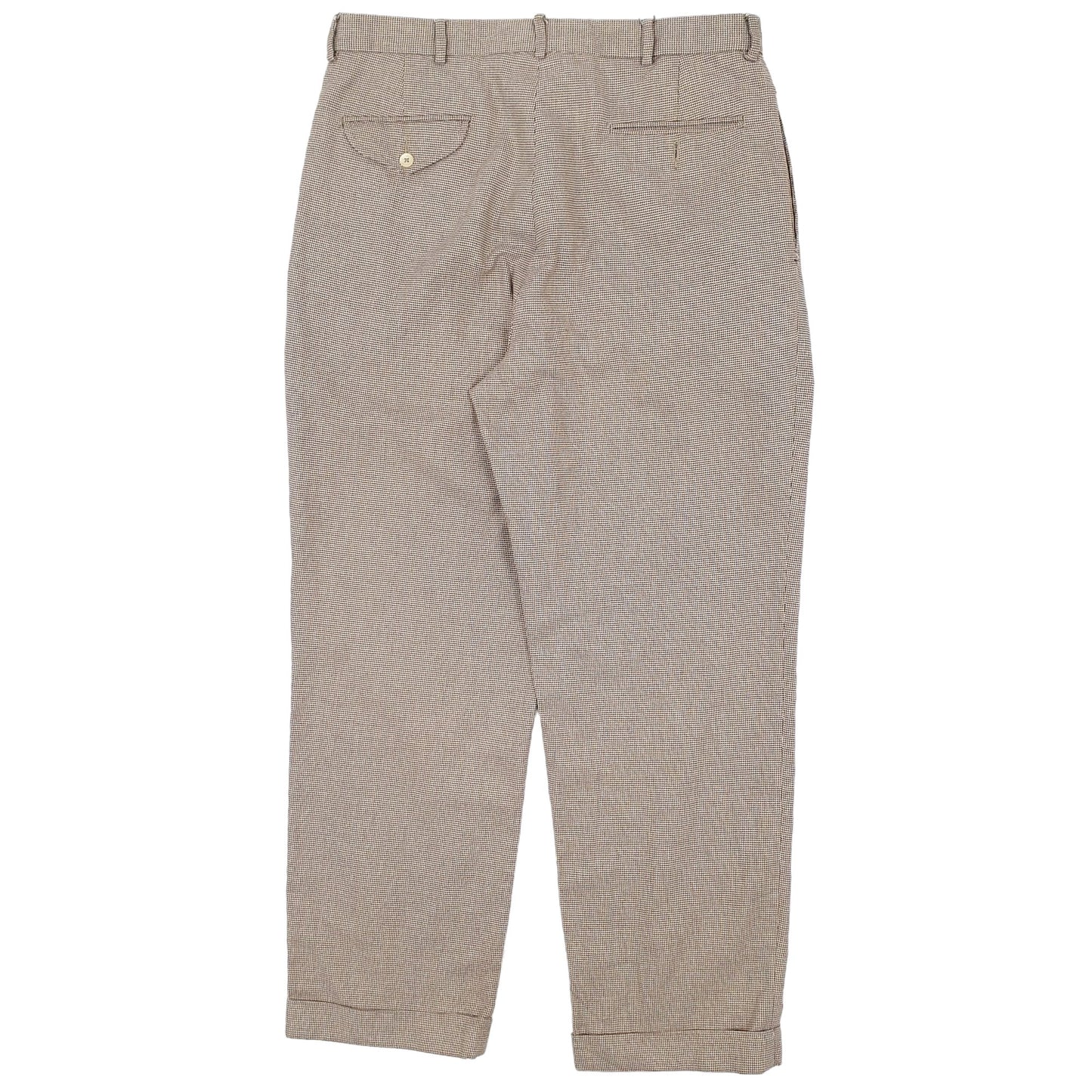 Mens Beige Polo Ralph Lauren Vintage 90s Double Pleated Houndtooth Chino Trousers