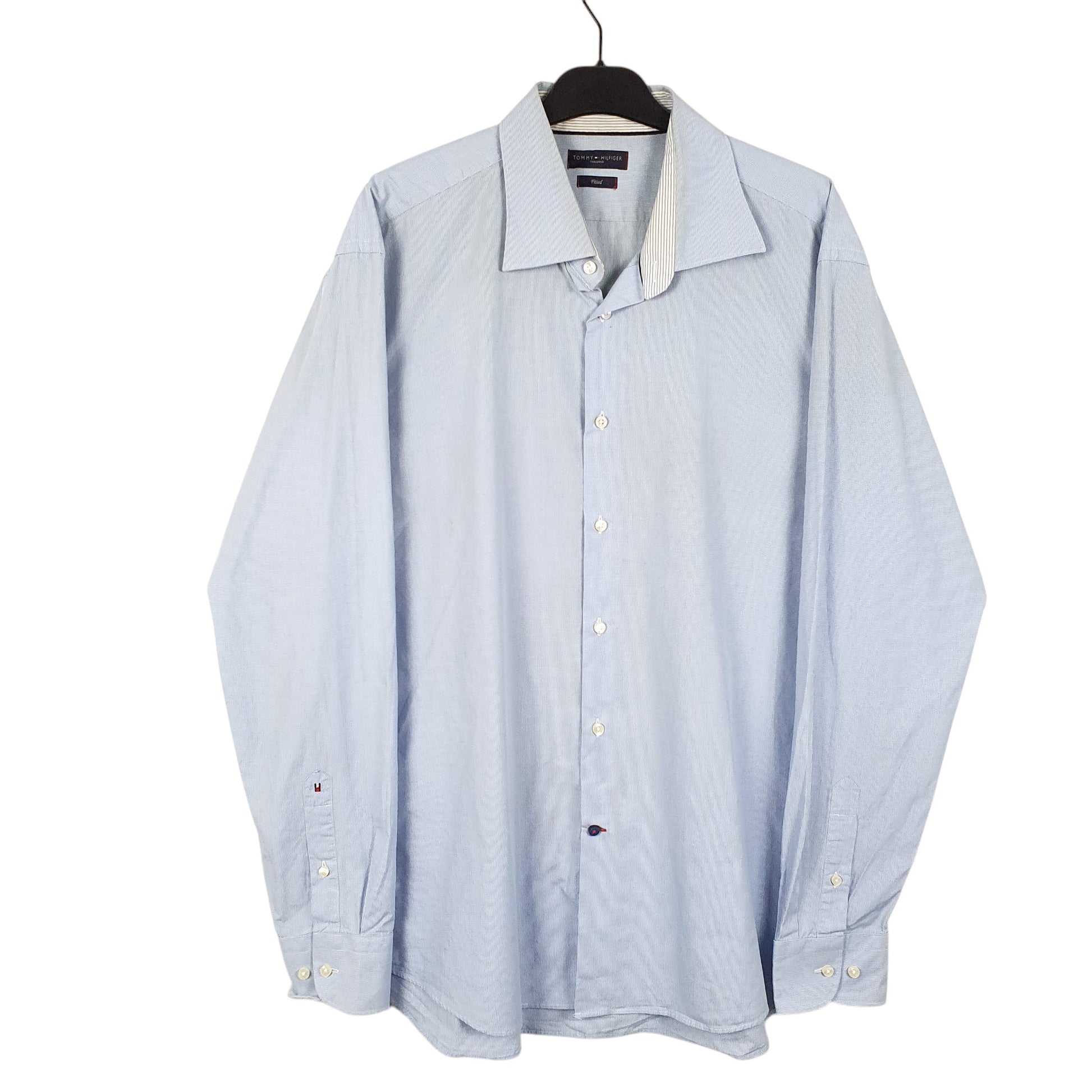 Mens Blue Tommy Hilfiger Fitted Tailored Long Sleeve Shirt