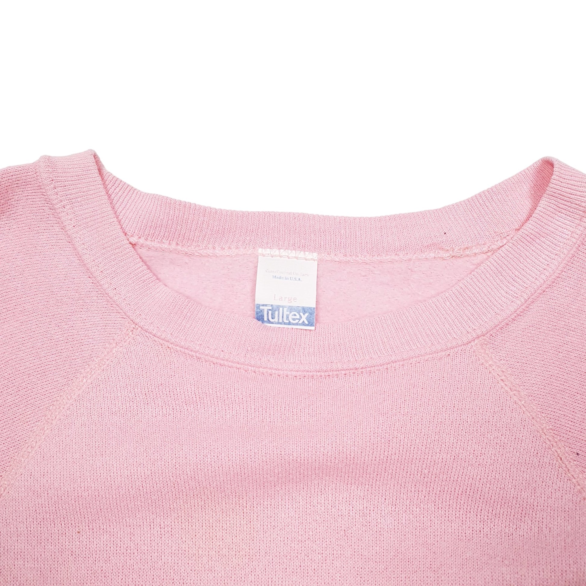 Womens Pink Tultex Vintage Made In USA Raglan Marthas Vinyard Beach Rose 90s Crewneck Jumper