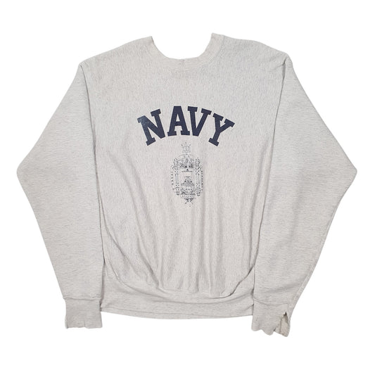 Mens Grey US Naval Academy Store Vintage 90s Crewneck Jumper